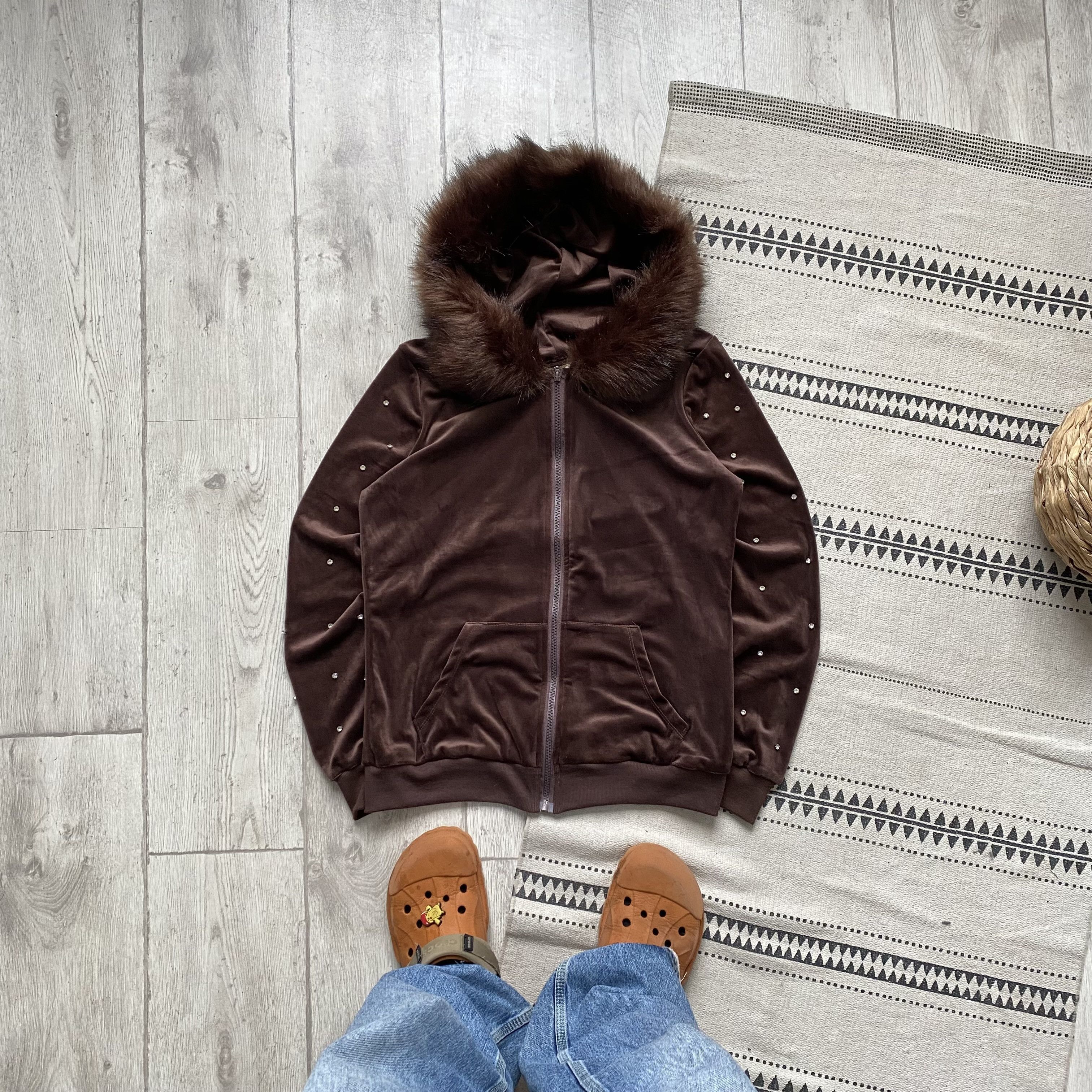 If Six Was Nine AVANT-GARDE Velour Faux fur hoodie with crystal Y2K japanese Size L / US 10 / IT 46 - 1 Thumbnail