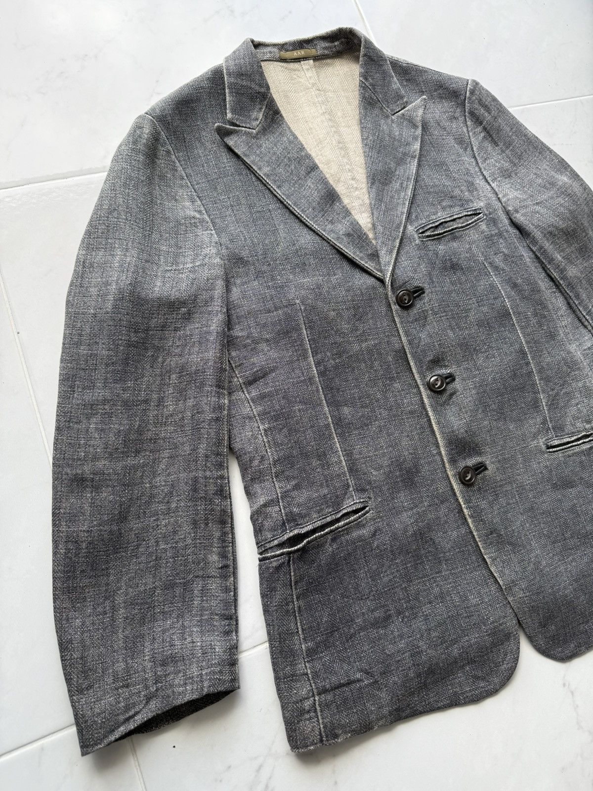 Yohji Yamamoto 90s AAR YOHJI YAMAMOTO Herringbone Twill Leather Finishing Size US M / EU 48-50 / 2 - 3 Thumbnail
