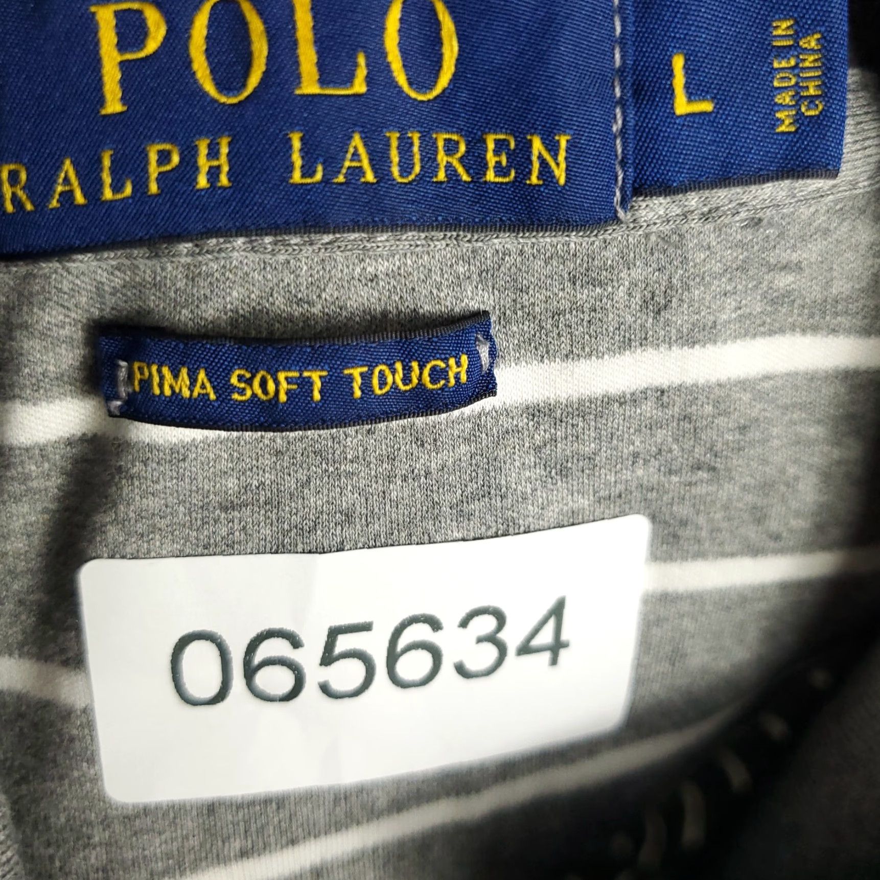 Ralph Lauren Ralph Lauren Polo Shirt Mens L Gray Stripe Pima Soft Touch Pony Short Sleeve Size US L / EU 52-54 / 3 - 7 Thumbnail