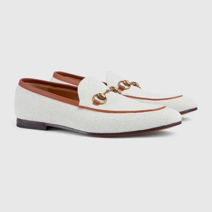 Gucci oc11z0226 Men's Gucci Jordaan Loafers in White Size US 8 / EU 41 - 1 Thumbnail