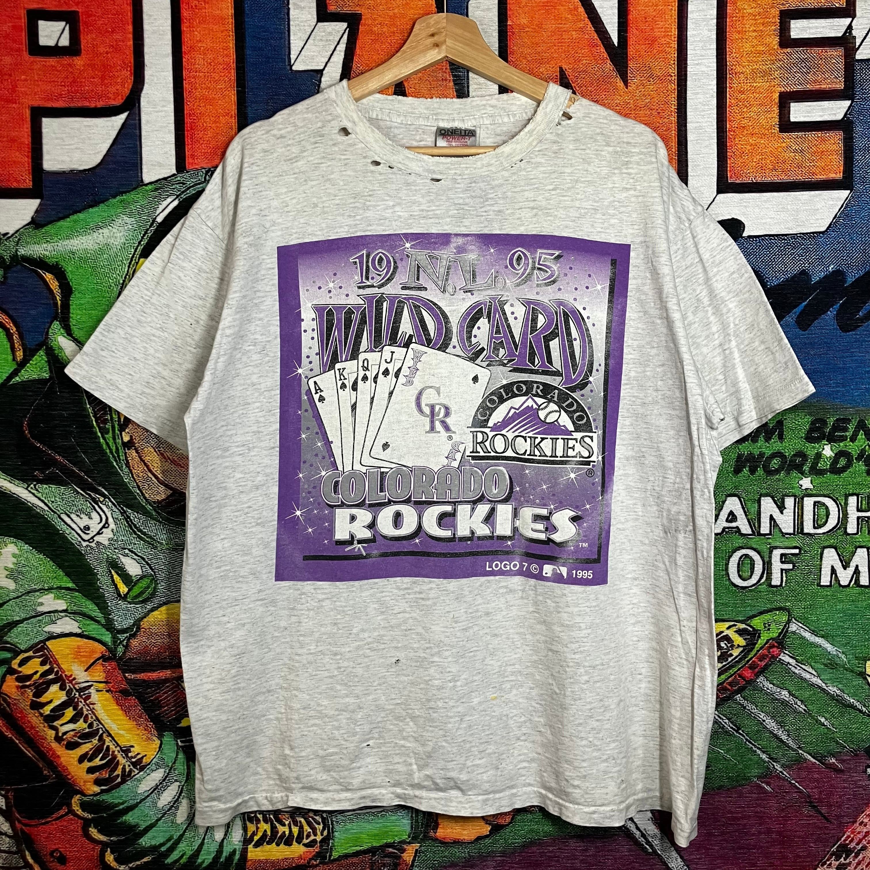MLB × Vintage Vintage 90s 1995 Colorado Rockies Wild Card Tee Size 
