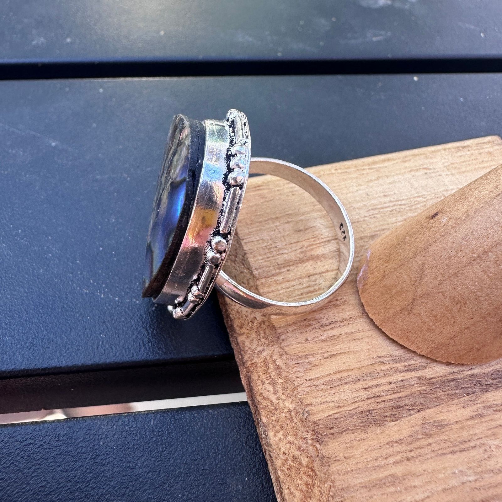 The Unbranded Brand Abalone Silver Ring Size 10.5 Size ONE SIZE - 6 Thumbnail