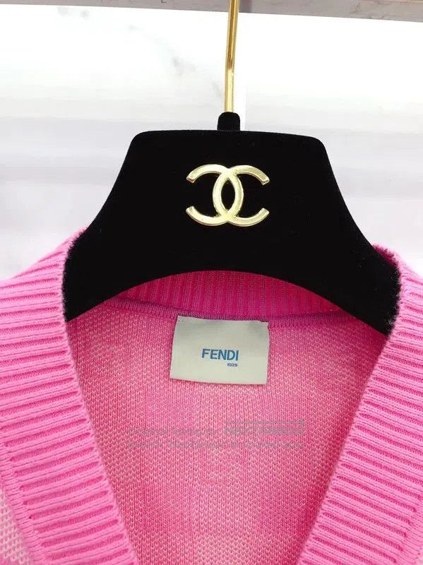 Fendi Fendi Pink Checkered Long Sleeve Cardigan . Size M / US 6-8 / IT 42-44 - 6 Thumbnail