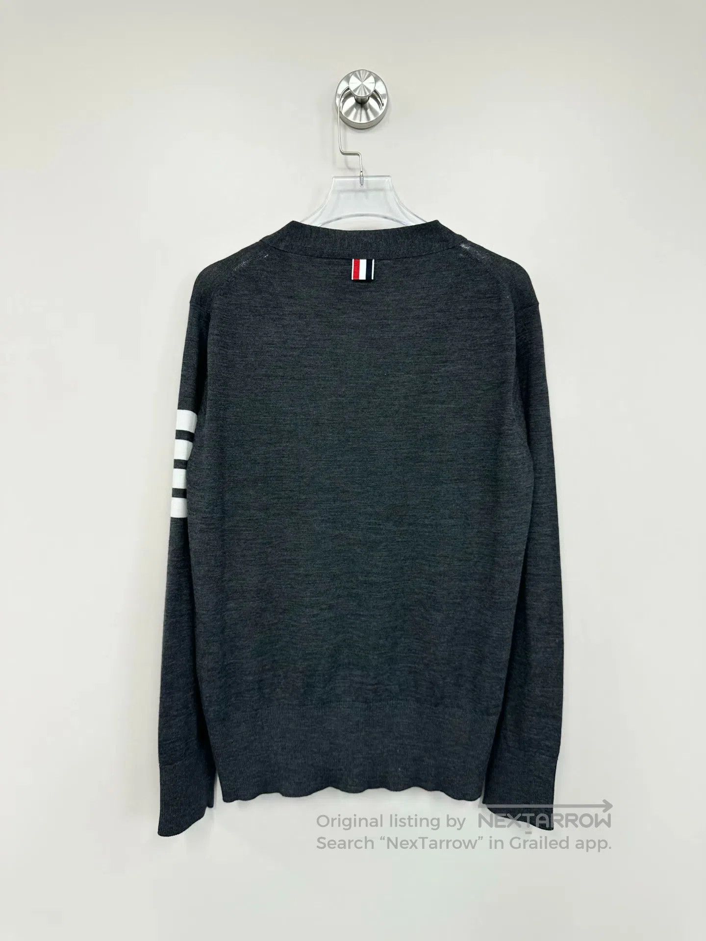 Thom Browne Thom Browne Dark Gray Four Striped Wool Cardigan| Size XS / US 0-2 / IT 36-38 - 2 Thumbnail