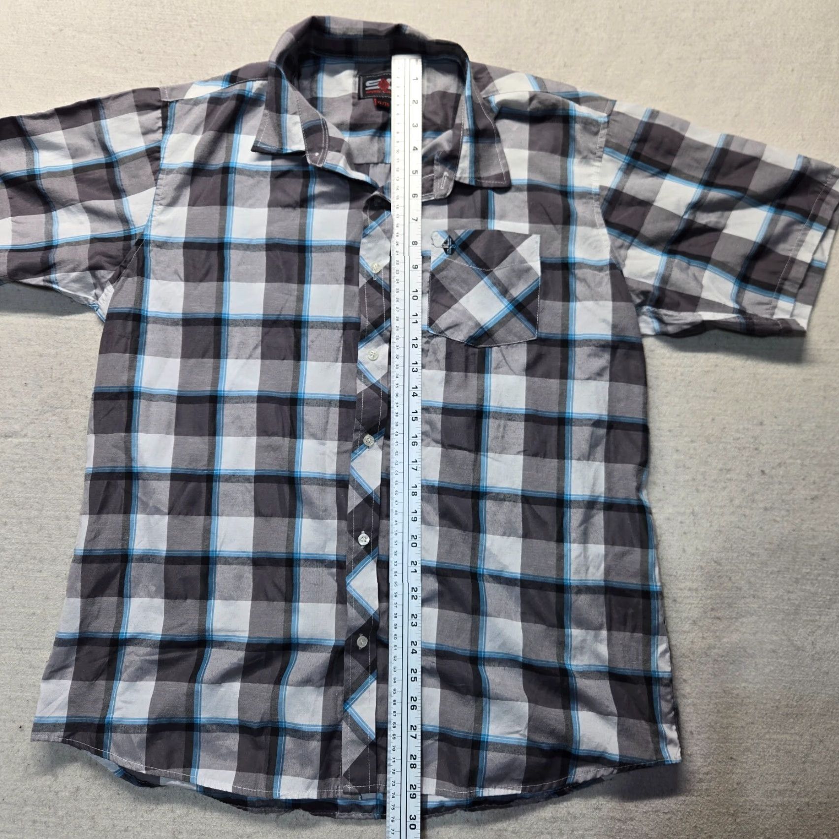 Vintage Swiss Cross Shirt Mens XL Gray Plaid Short Sleeve Button-Up Casual Size US 36 / EU 52 - 6 Thumbnail