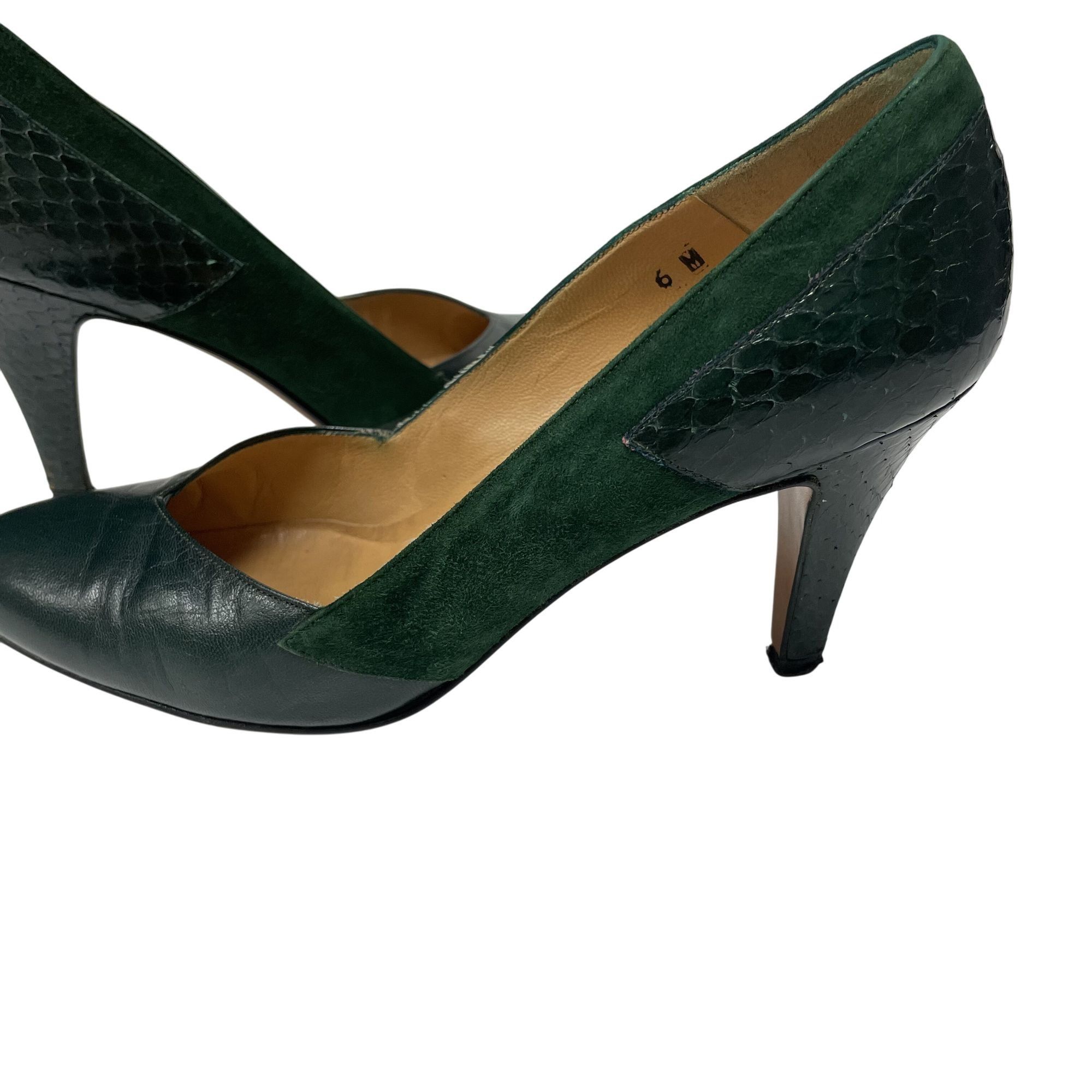 Calvin Klein Vtg Calvin Klein CK SUEDE Leather SNAKESKIN Pumps Size US 6 / IT 36 - 7 Thumbnail