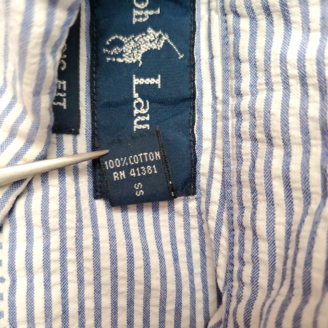 Ralph Lauren VINTAGE Ralph Lauren Shirt Mens 2XL Blue White Stripe Button-Up Short Sleeve Seersucker Crinkle 100% Cotton Logo Pattern Casual Mens Size US XXL / EU 58 / 5 - 5 Thumbnail