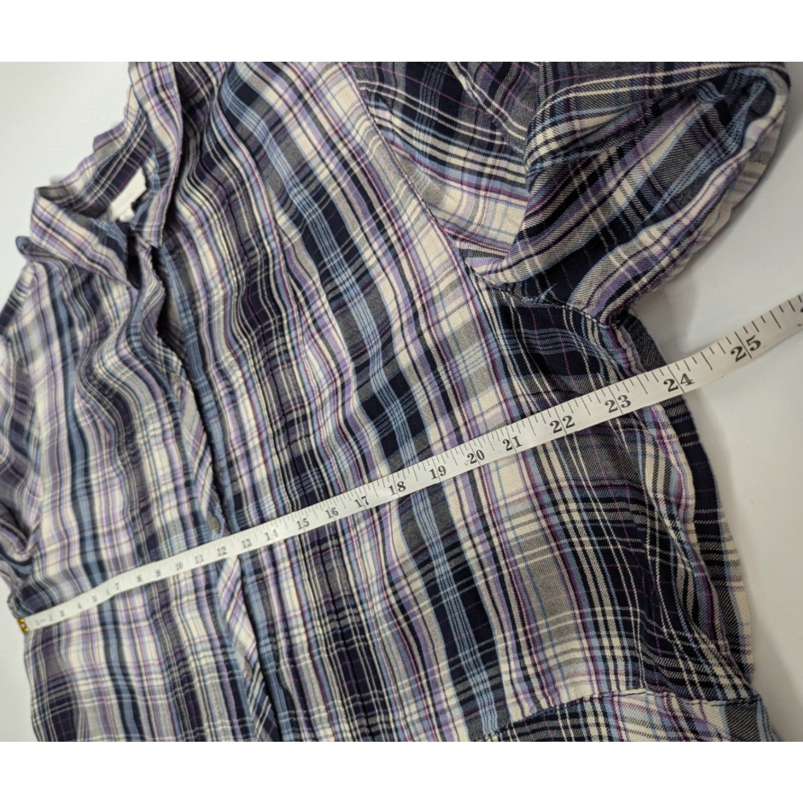 J. Jill J. Jill Tunic Shirt XL Black Purple Button Up Long Sleeve Boho Soft Summer Rayon Size XL / US 12-14 / IT 48-50 - 6 Thumbnail