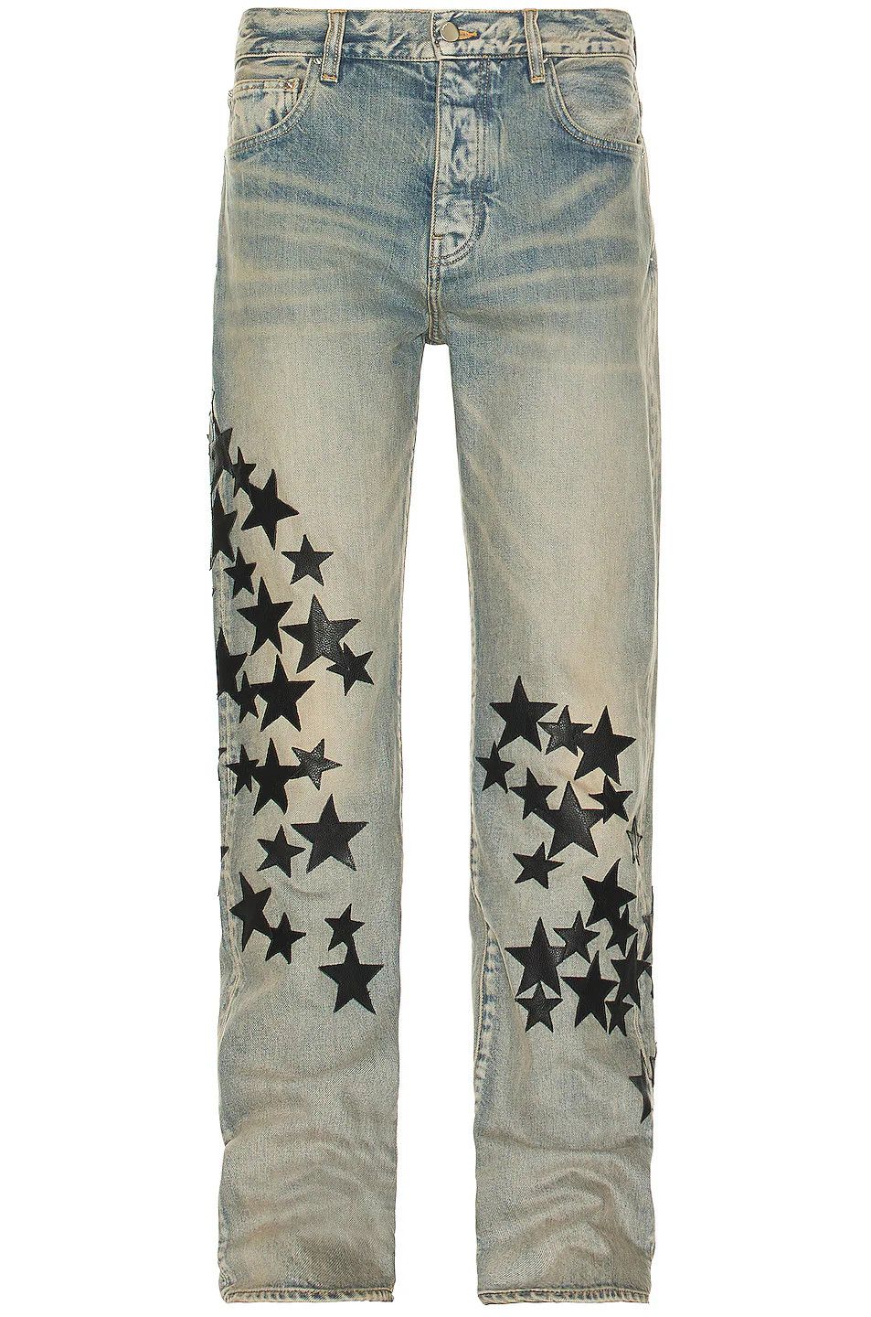 Amiri o1gr1nt0924 Leather Star Straight Jeans in Clay Indigo Size US 34 / EU 50 - 1 Thumbnail