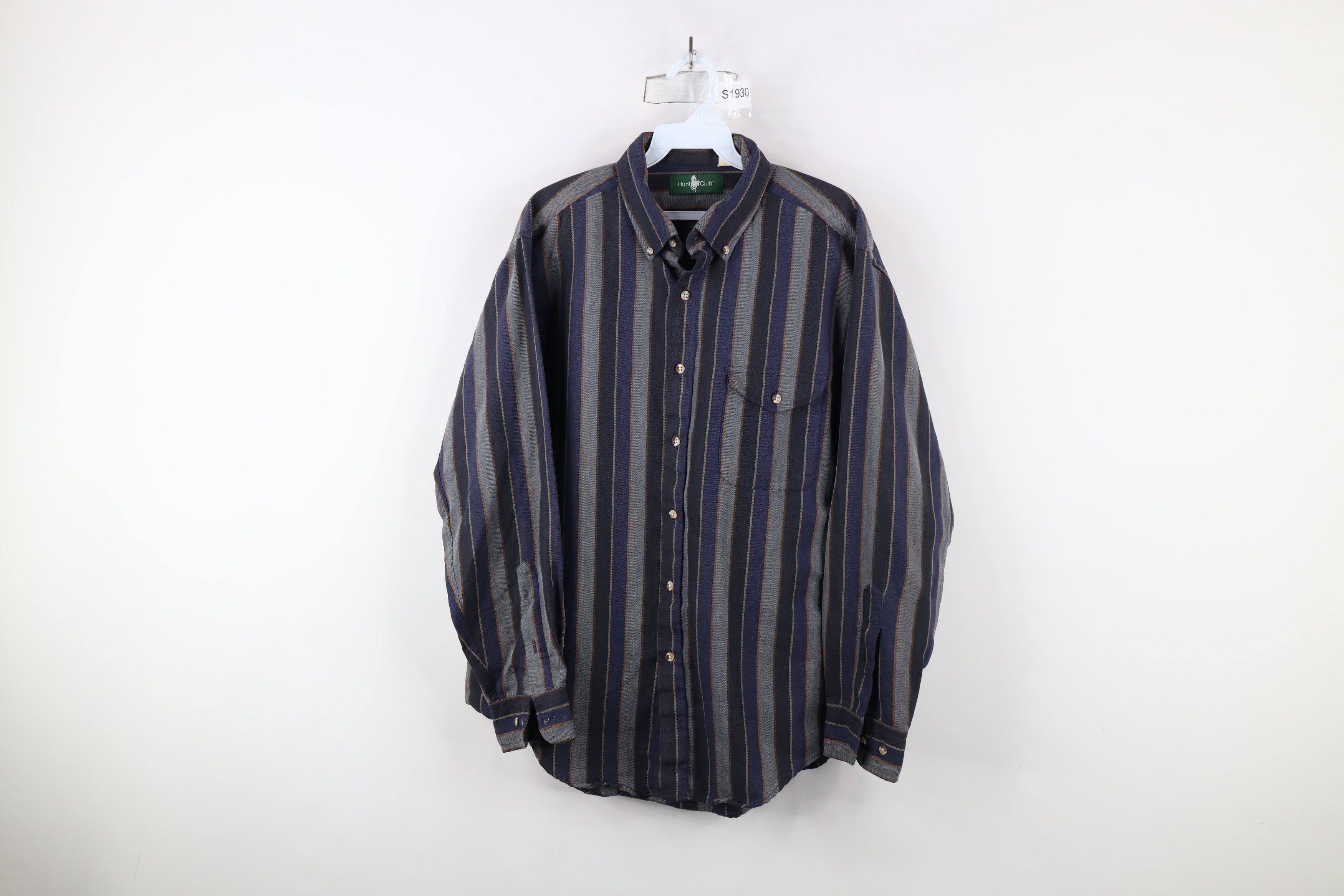 Vintage Vintage 90s Streetwear Herringbone Button Down Shirt USA Size US L / EU 52-54 / 3 - 1 Thumbnail