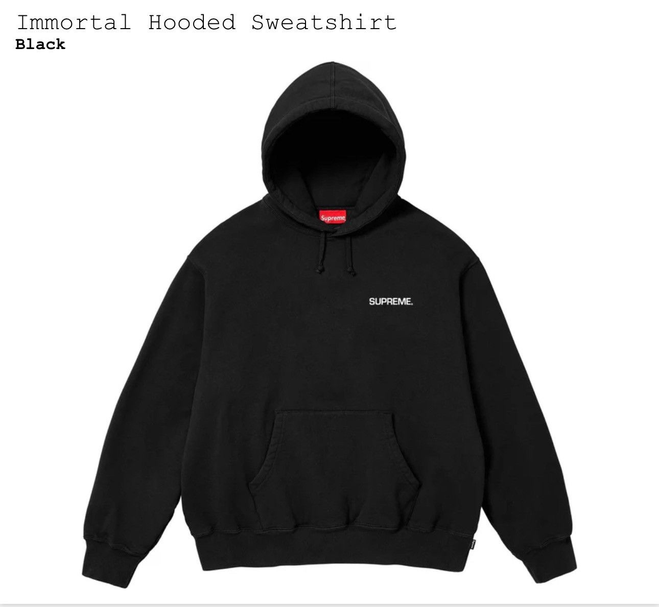 image of Supreme Immortal Hoodie in Black, Men's (Size Large)