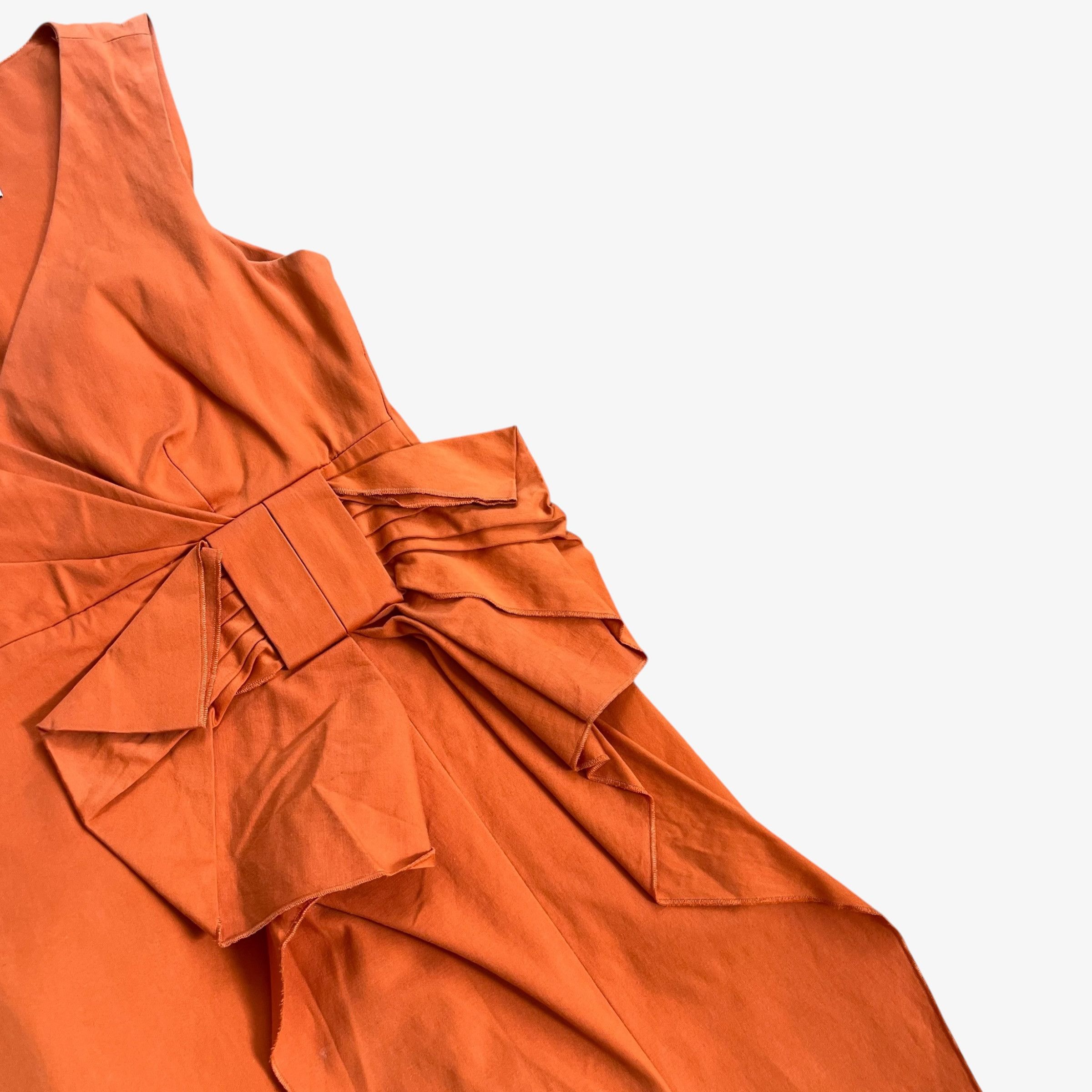 Valentino Vintage Y2K Women's Red Valentino Orange Bow Dress Size S / US 4 / IT 40 - 6 Thumbnail