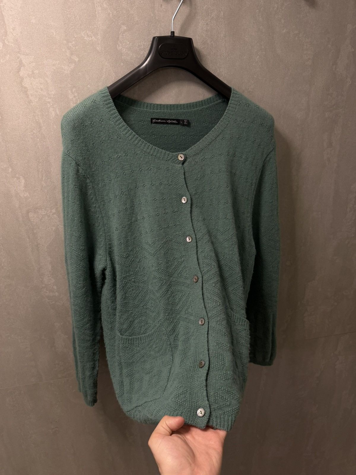 Gudrun Sjoden Gudrun Sjoden Green Wool Cardigan Sweater Size L Size L / US 10 / IT 46 - 15 Thumbnail