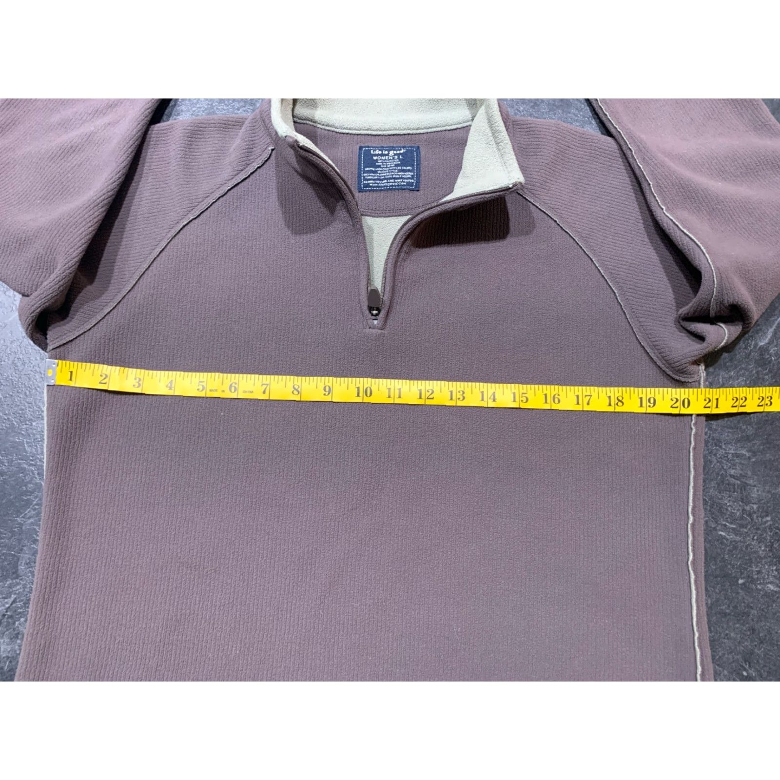 Life is Good Life is Good Women's L Brown 1/4 Zip Polyester Fleece Sweater Casual Pullover Crew Neck Long Sleeve Logo Solid Cotton Lining Classic Regular - Skin? Size L / US 10 / IT 46 - 4 Thumbnail