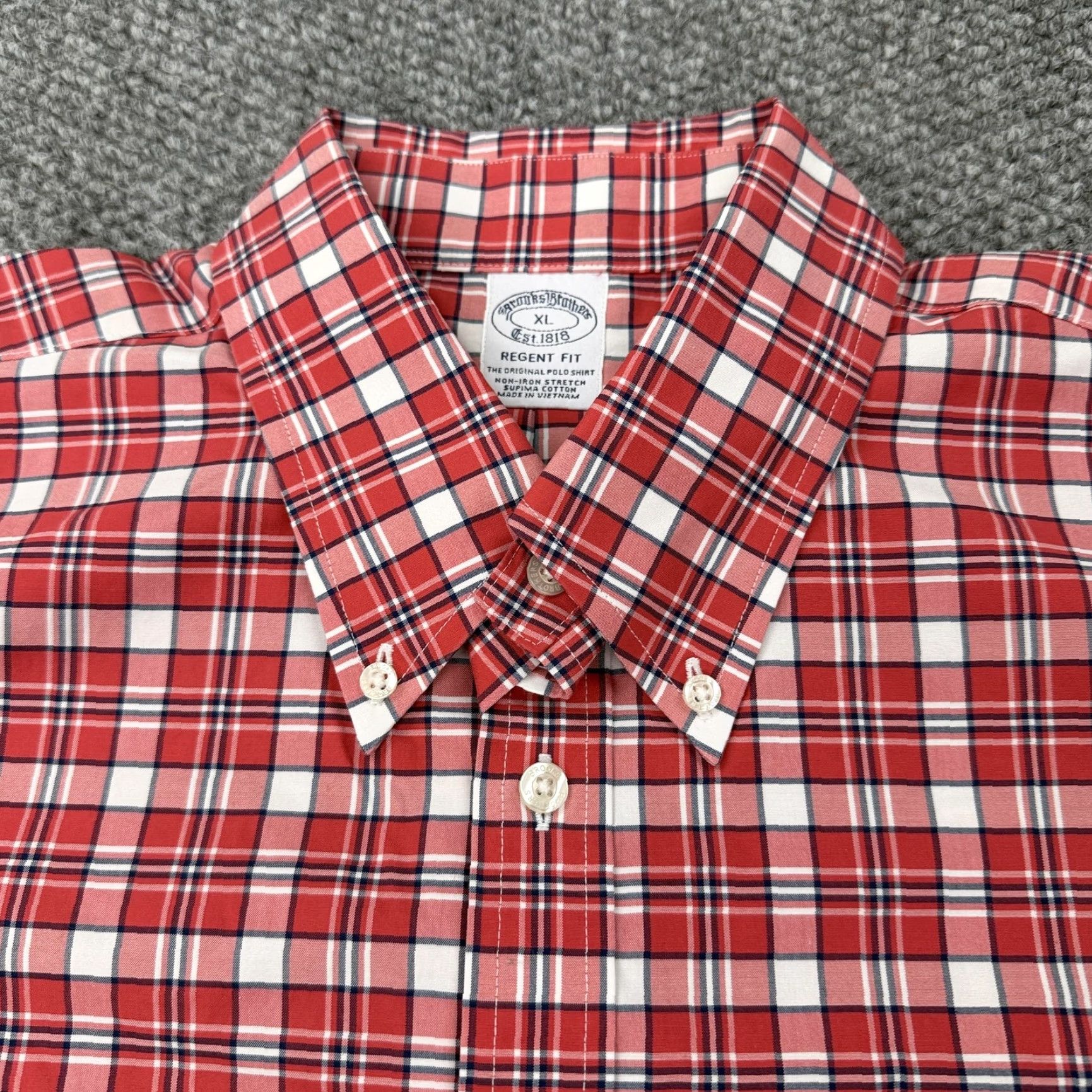 Brooks Brothers Brooks Brothers Non-Iron Button Down Shirt XL Red Plaid Regular Fit Mens Size US XL / EU 56 / 4 - 3 Thumbnail
