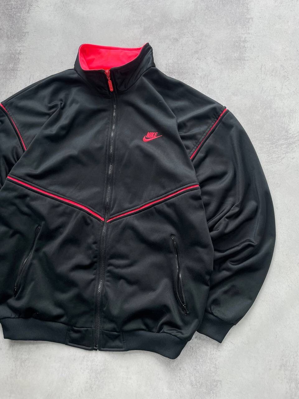 Nike × Vintage Vintage 80s Nike Track Jacket Black Pink Y2K Size US M / EU 48-50 / 2 - 3 Thumbnail