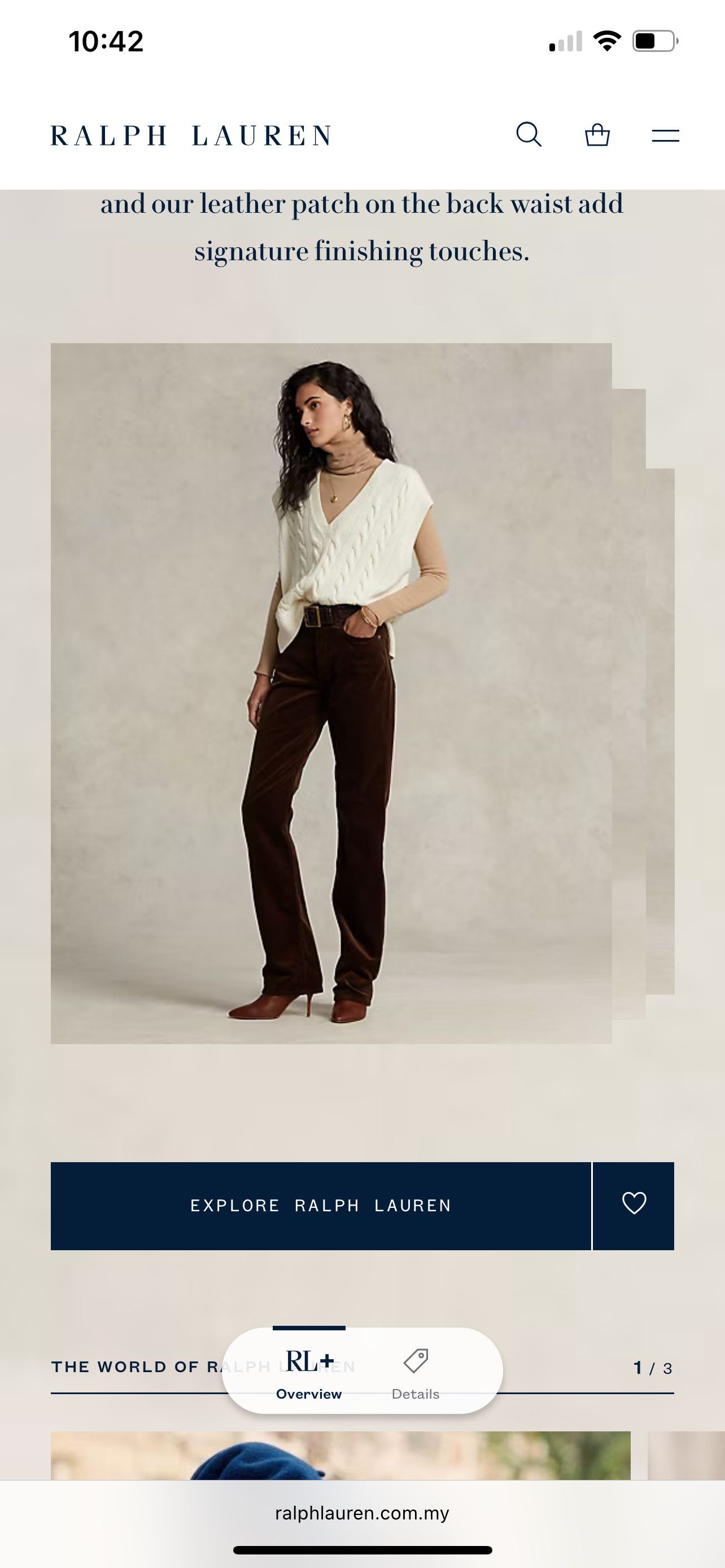 Polo Ralph Lauren Straight Fit High-Rise Corduroy Trousers Pant Size 26" / US 2 / IT 38 - 16 Thumbnail