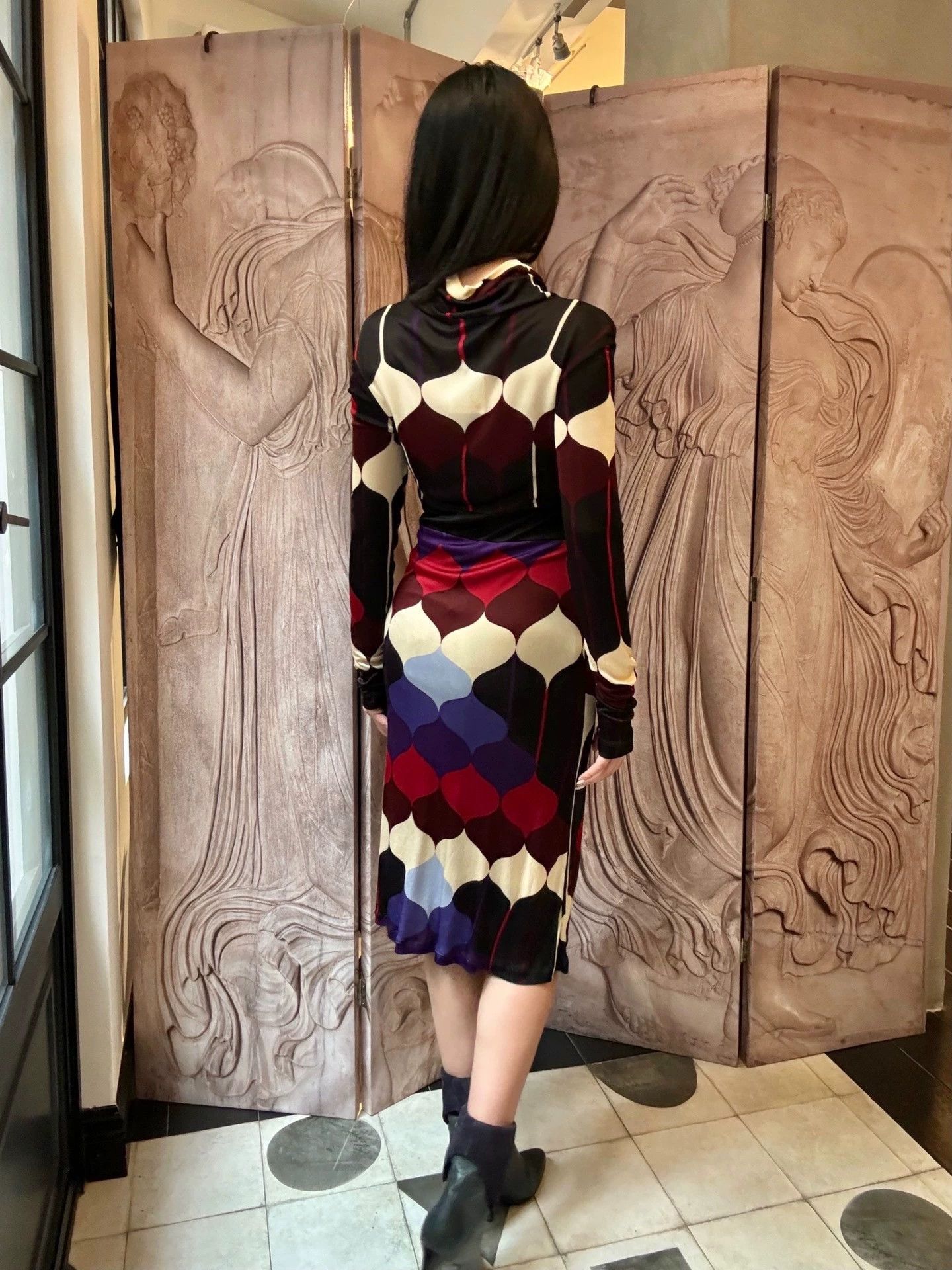 Custo Barcelona Custo Barcelona Geometric Print High-Waist Stretch Dress Size S / US 4 / IT 40 - 2 Thumbnail