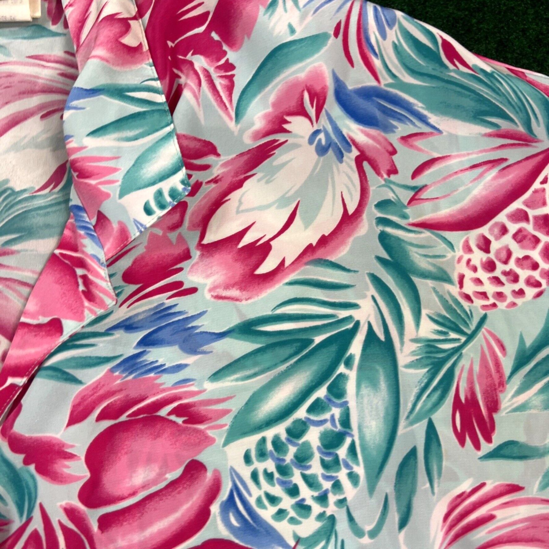 Pinko Glances Los Angeles Top Sz 10 Silky Sheer Pink Blue Floral Shirt Bright Colors Size L / US 10 / IT 46 - 4 Thumbnail