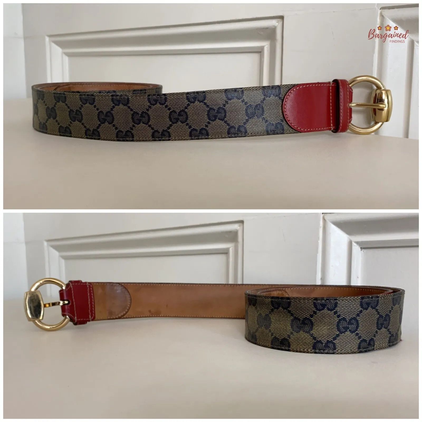 Gucci GUCCI Red GG Crystal Coated Canvas Horsebit Buckle Belt Size 30 - 6 Thumbnail
