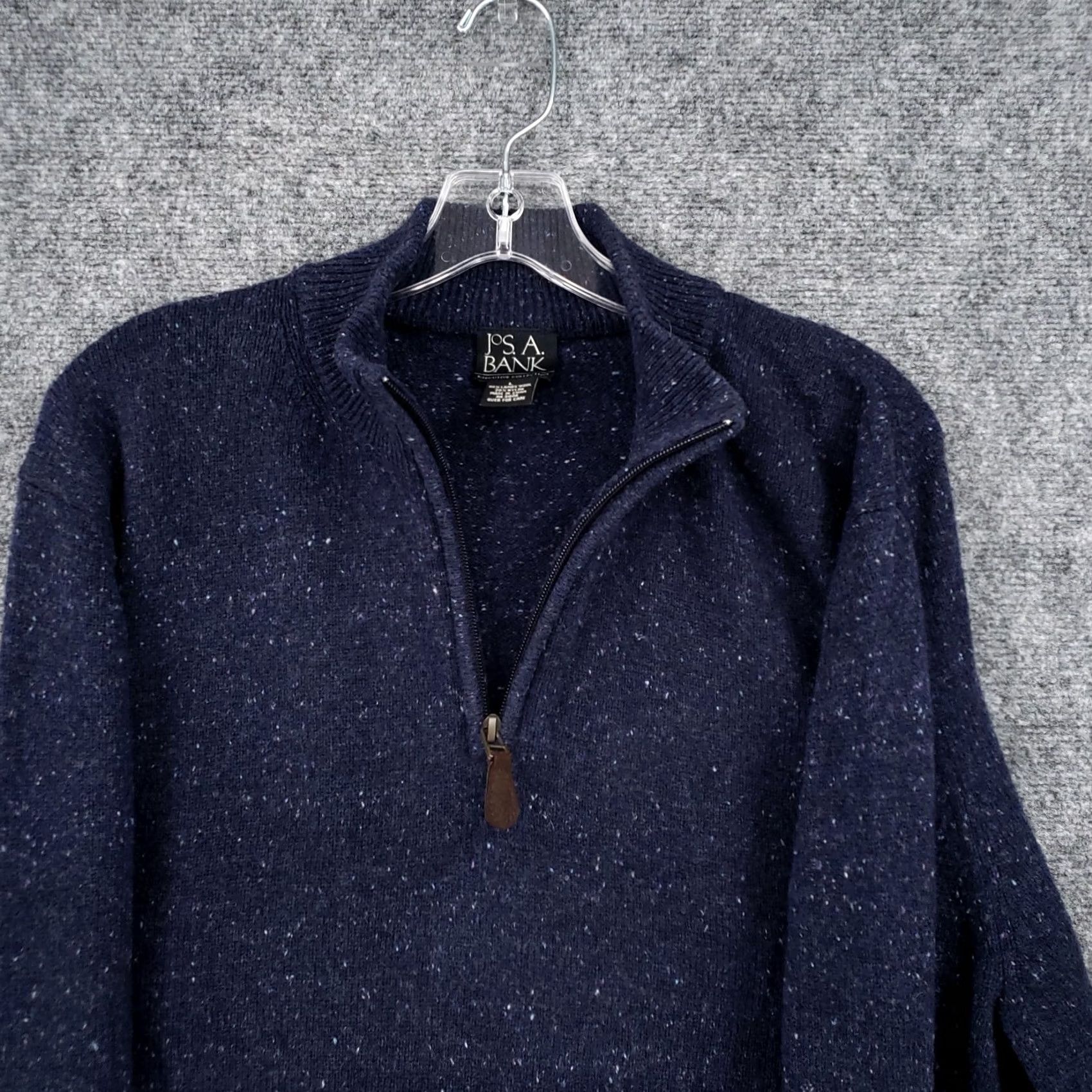 Jos. A. Bank Jos. A. Bank Sweater Mens Large Blue Lambswool 1/4 Zip Mock Neck Pullover Knit Size US L / EU 52-54 / 3 - 6 Thumbnail