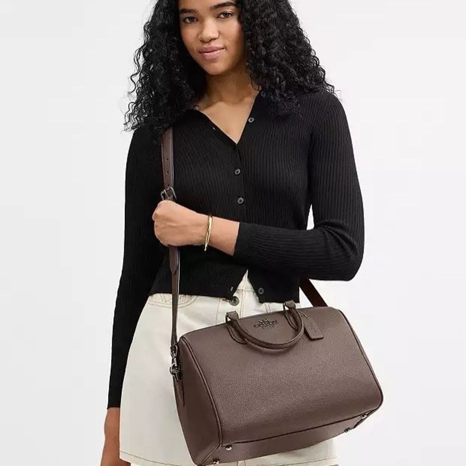 Coach NWT Coach Rowan Large Satchel Bag CV960 Qb/Dark Stone Size ONE SIZE - 7 Thumbnail