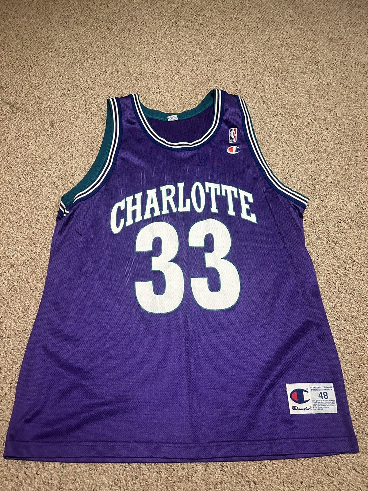 Champion × NBA Vintage Charlotte Hornets jersey -Alonzo Mourning Size US M / EU 48-50 / 2 - 1 Thumbnail