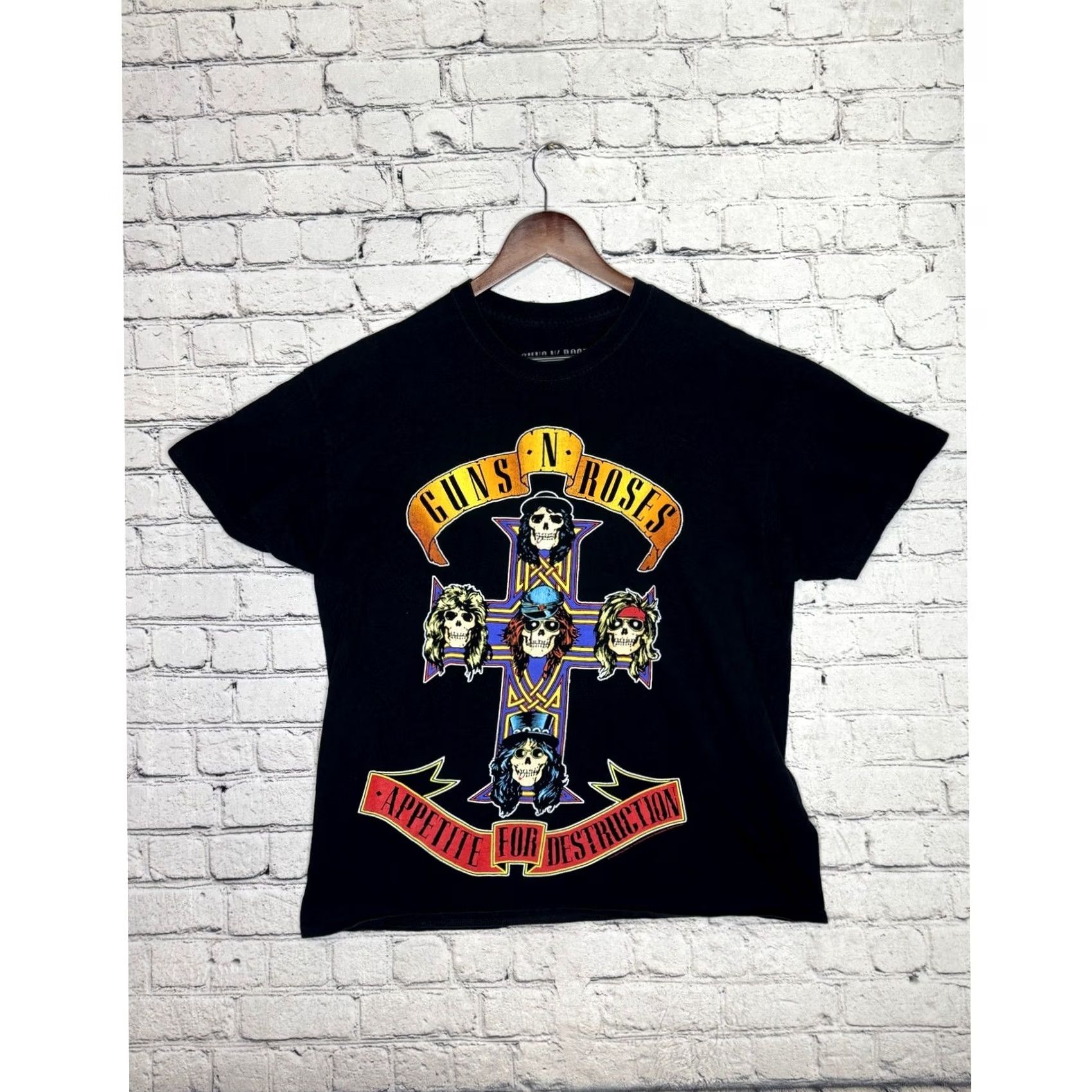 Vintage Guns N Roses Appetite for Destruction Graphic T Shirt Black Mens XXL XL Regular Fit Crew Neck Short Sleeve Vintage 80s Punk Rock Concert Tee Size US XL / EU 56 / 4 - 2 Thumbnail