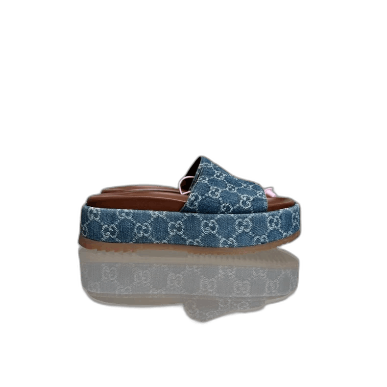 Gucci Gucci Denim Thick-Soled Slide Sandals Size US 6 / IT 36 - 1 Thumbnail