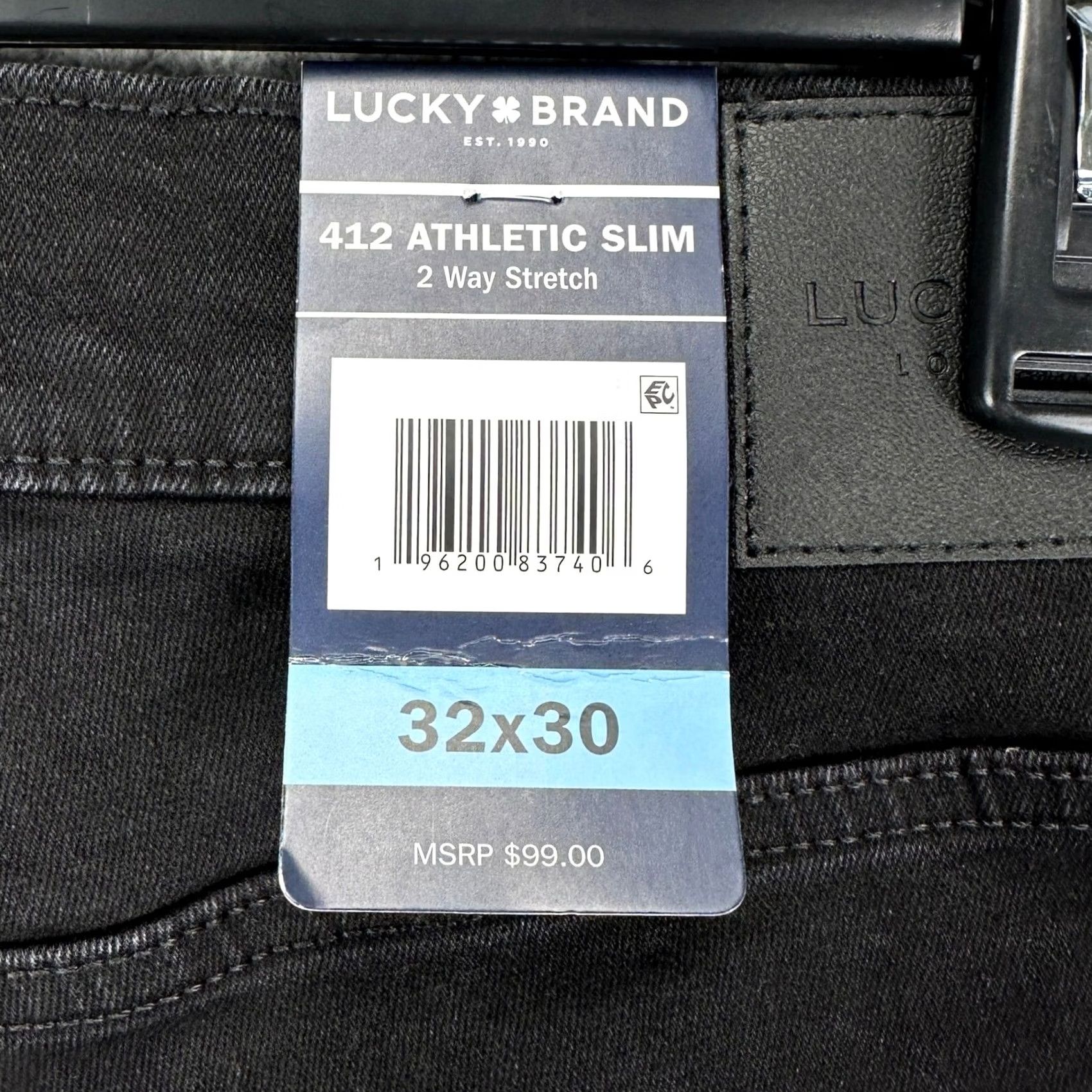 Lucky Brand Lucky Brand 412 Mens Slim Jeans 32X30 Black Dark Wash Stretch Denim NEW Size US 32 / EU 48 - 7 Thumbnail