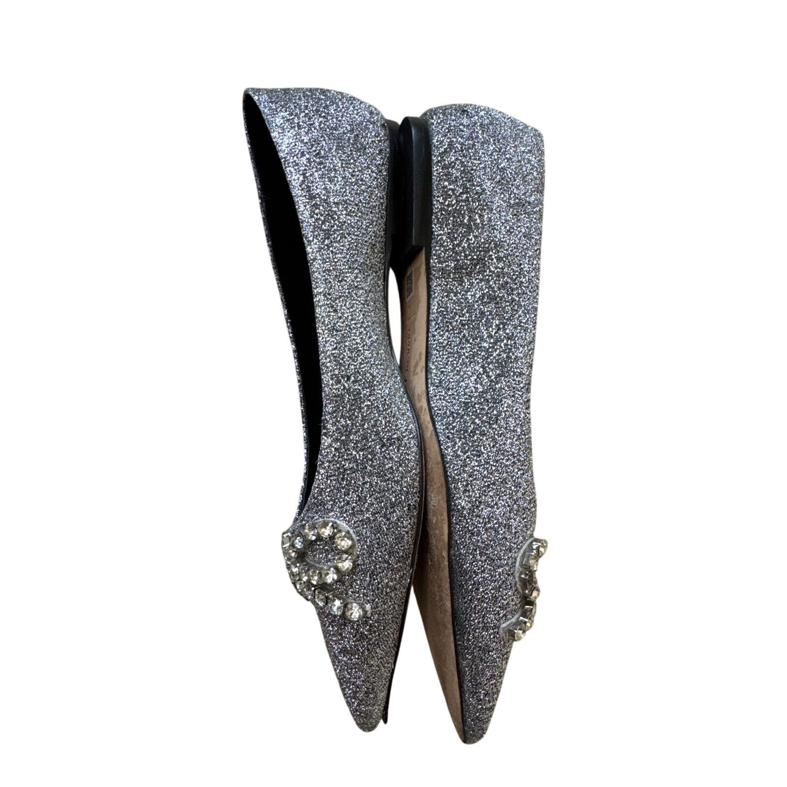 Other LARROUDE Anthropologie "Lee" Flat Silver with Crystal Bow Size US 8 / IT 38 - 4 Thumbnail