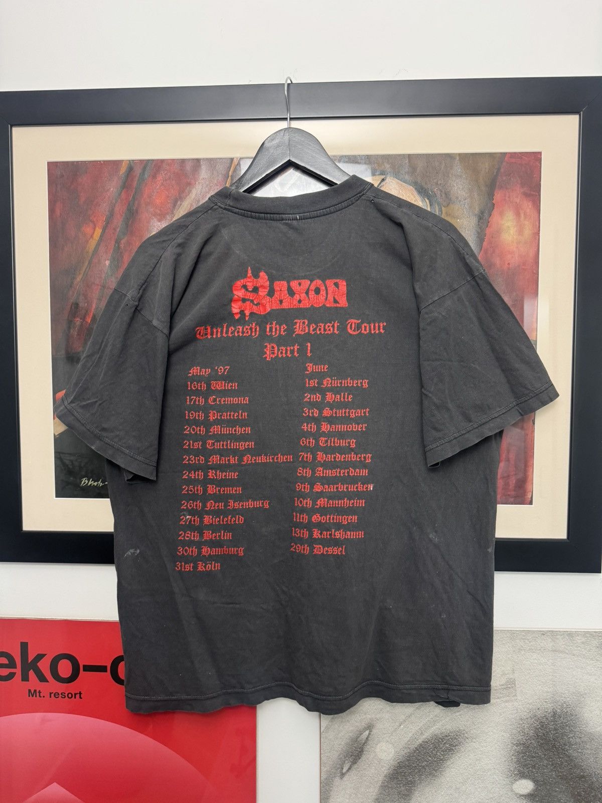 Band Tees Saxon 1998 Unleash The Beast Tour Heavy Metal Band Tee Wash Size US XL / EU 56 / 4 - 3 Thumbnail