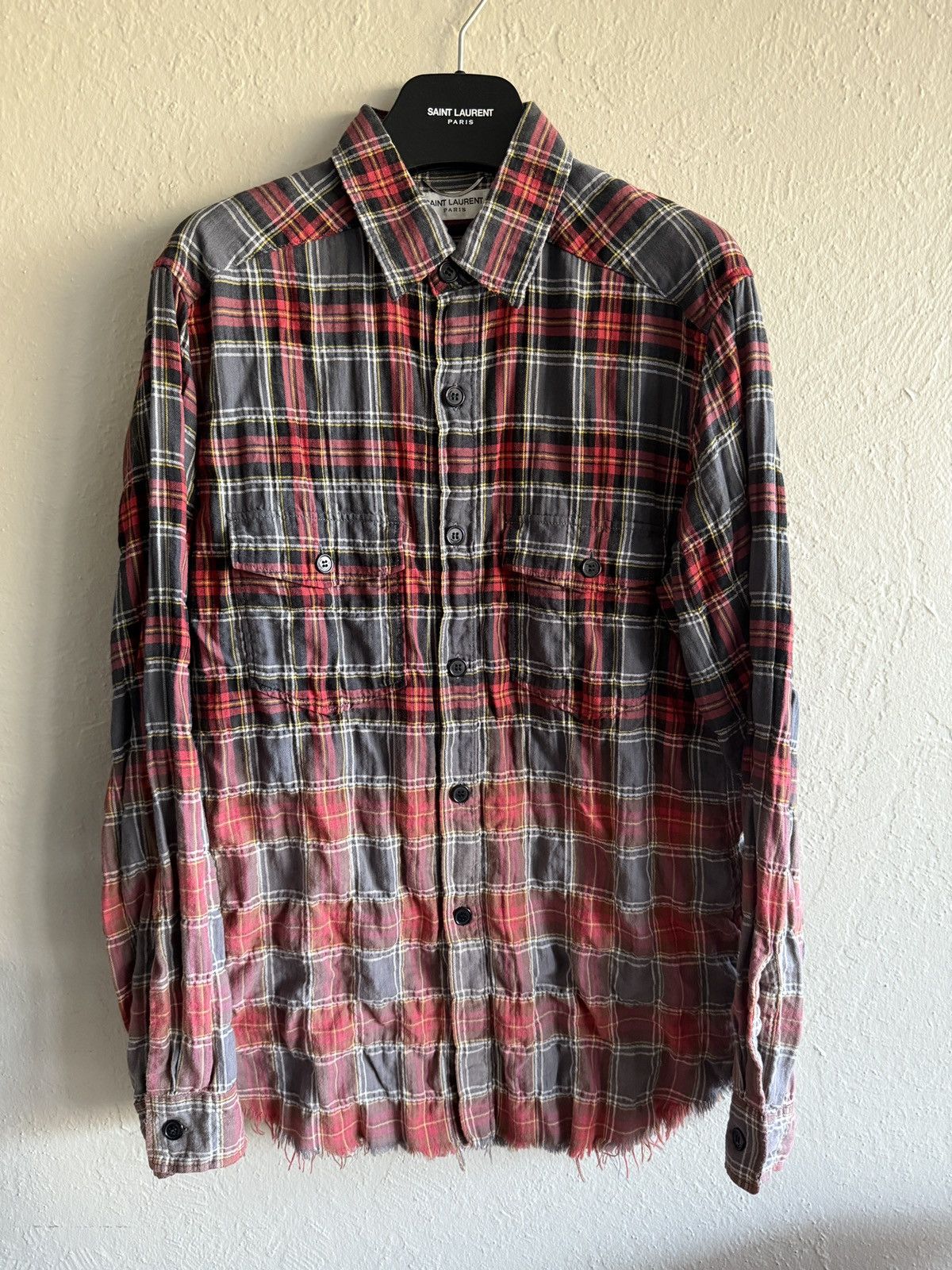 Laurent Bleached Flannel Shirt Saint Laurent Flannel Saint Laurent
