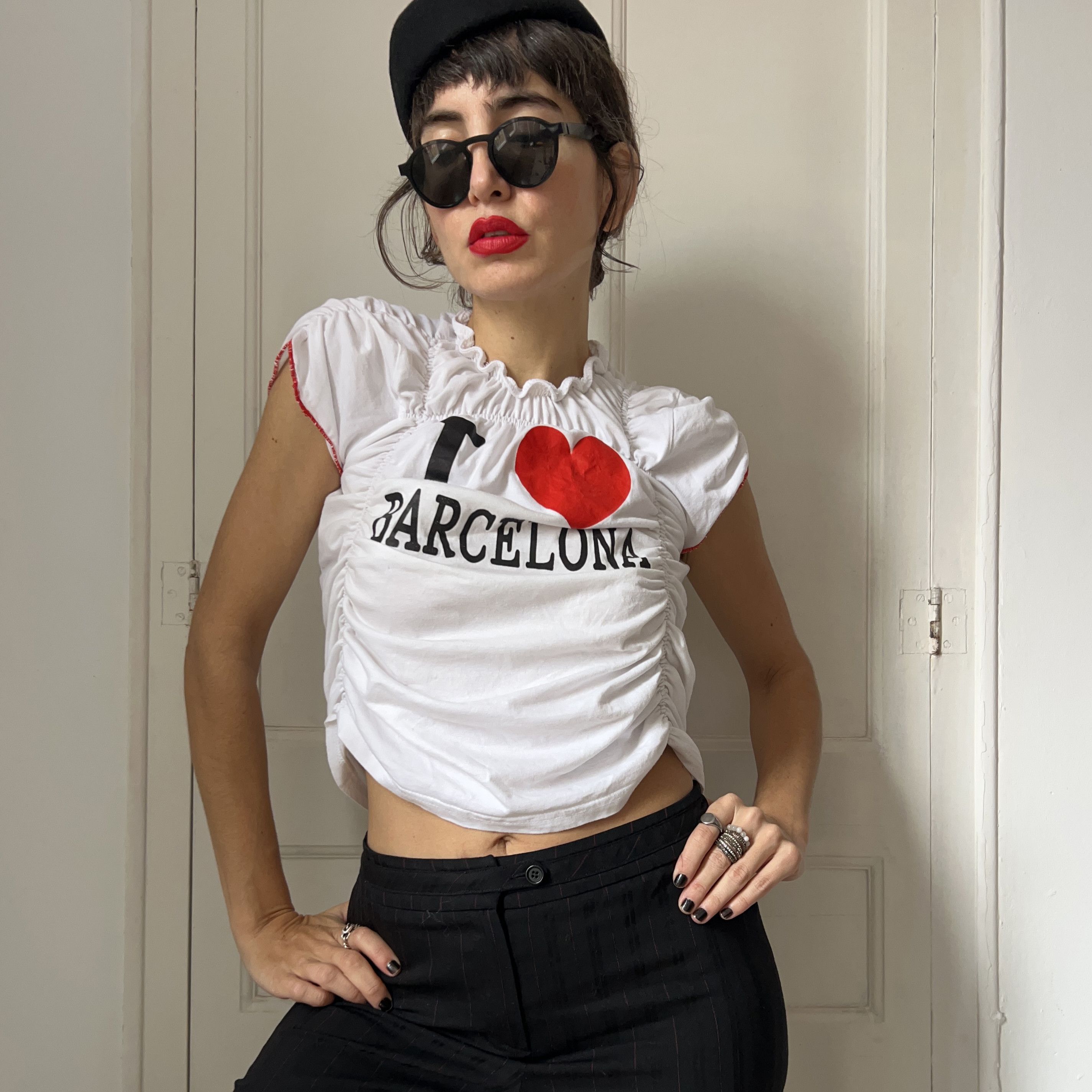 Custommade Reworked I Love Barcelona Ruched Tee Size M / US 6-8 / IT 42-44 - 1 Thumbnail