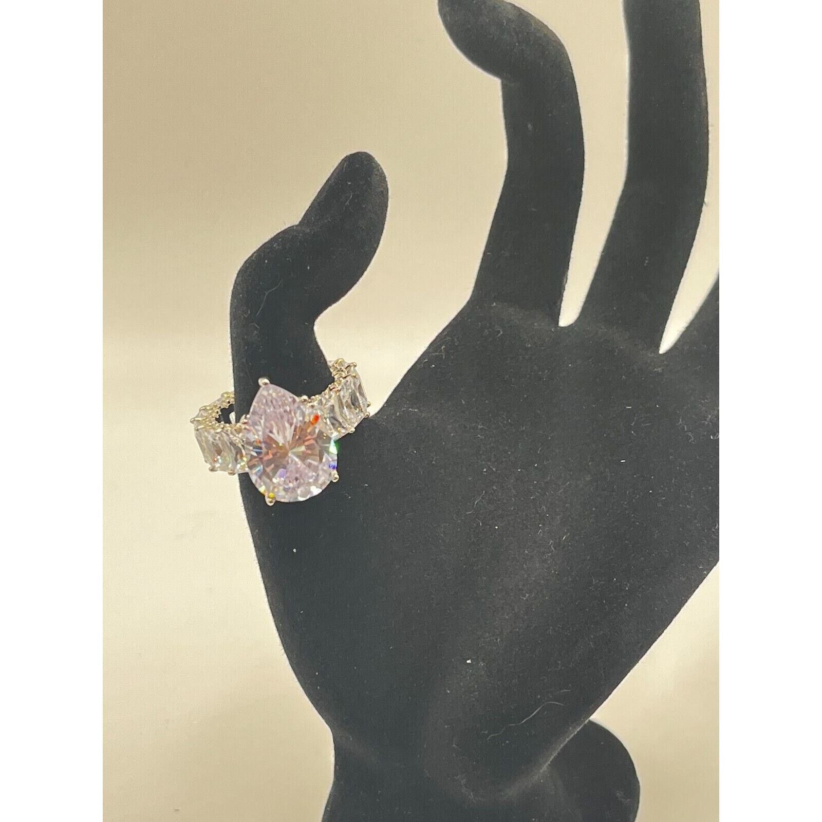 The Unbranded Brand Princess Cut Quartz Diamond Baguette Silver Ring Size 8 15G Size ONE SIZE - 5 Thumbnail