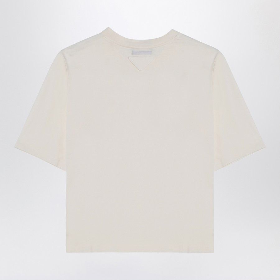 Prada o1d2blof0924 Logo T-Shirts in Ivory Size XS / US 0-2 / IT 36-38 - 2 Thumbnail