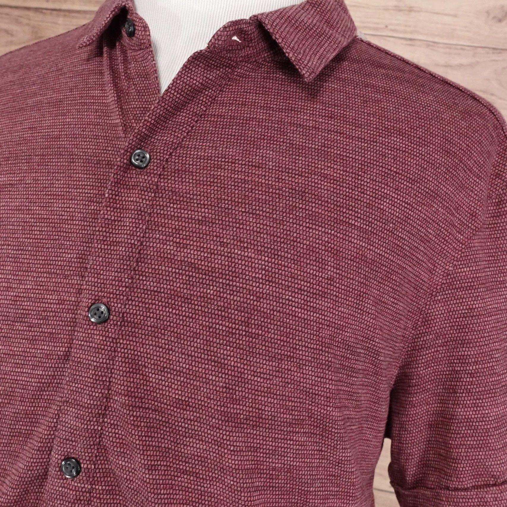 Apt. 9 APT 9 Shirt Mens 2XL Red Textured Knit Short Sleeve Button Front Collared Shirt Size US XXL / EU 58 / 5 - 2 Thumbnail