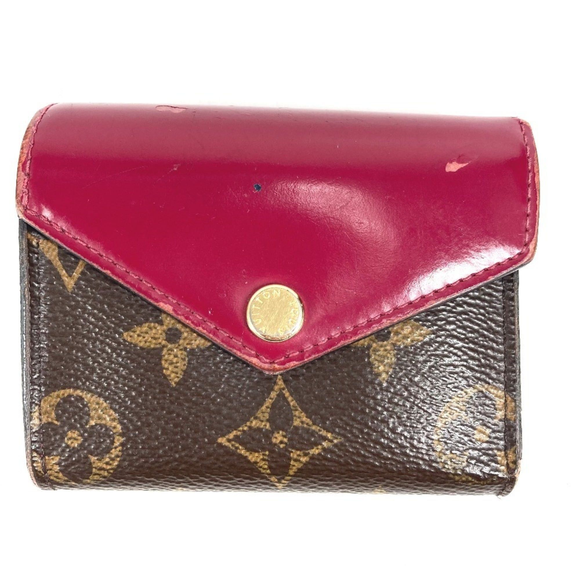 Louis Vuitton Louis Vuitton Monogram Portefeuille Zoe Compact Wallet, Tri-fold Canvas, Women's, Fuchsia Brown Size ONE SIZE - 1 Thumbnail