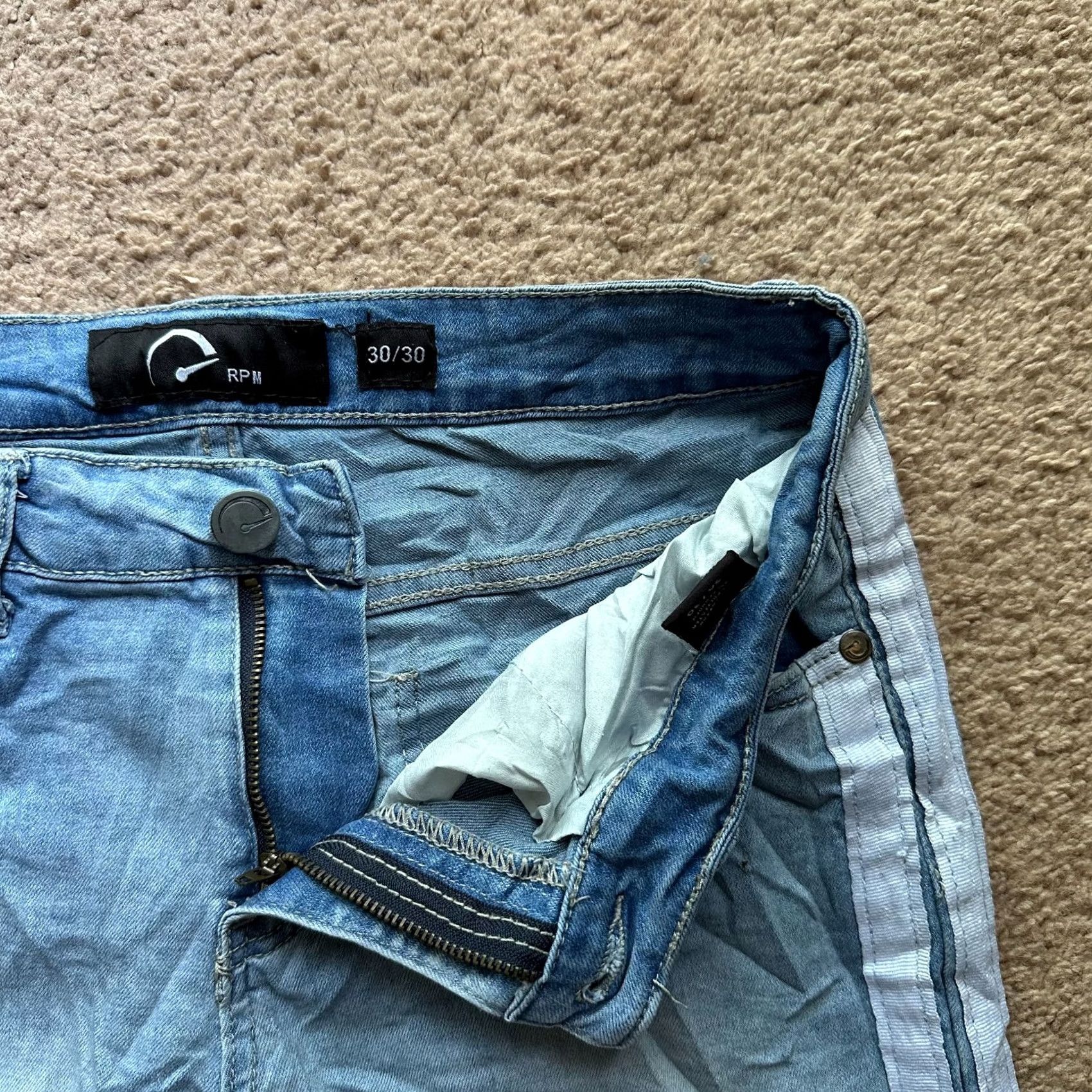 Denime RPM Jeans Womens Mid Rise Skinny Distressed Blue Lighter Wash Denim 30x29 Size 30" / US 8 / IT 44 - 4 Thumbnail
