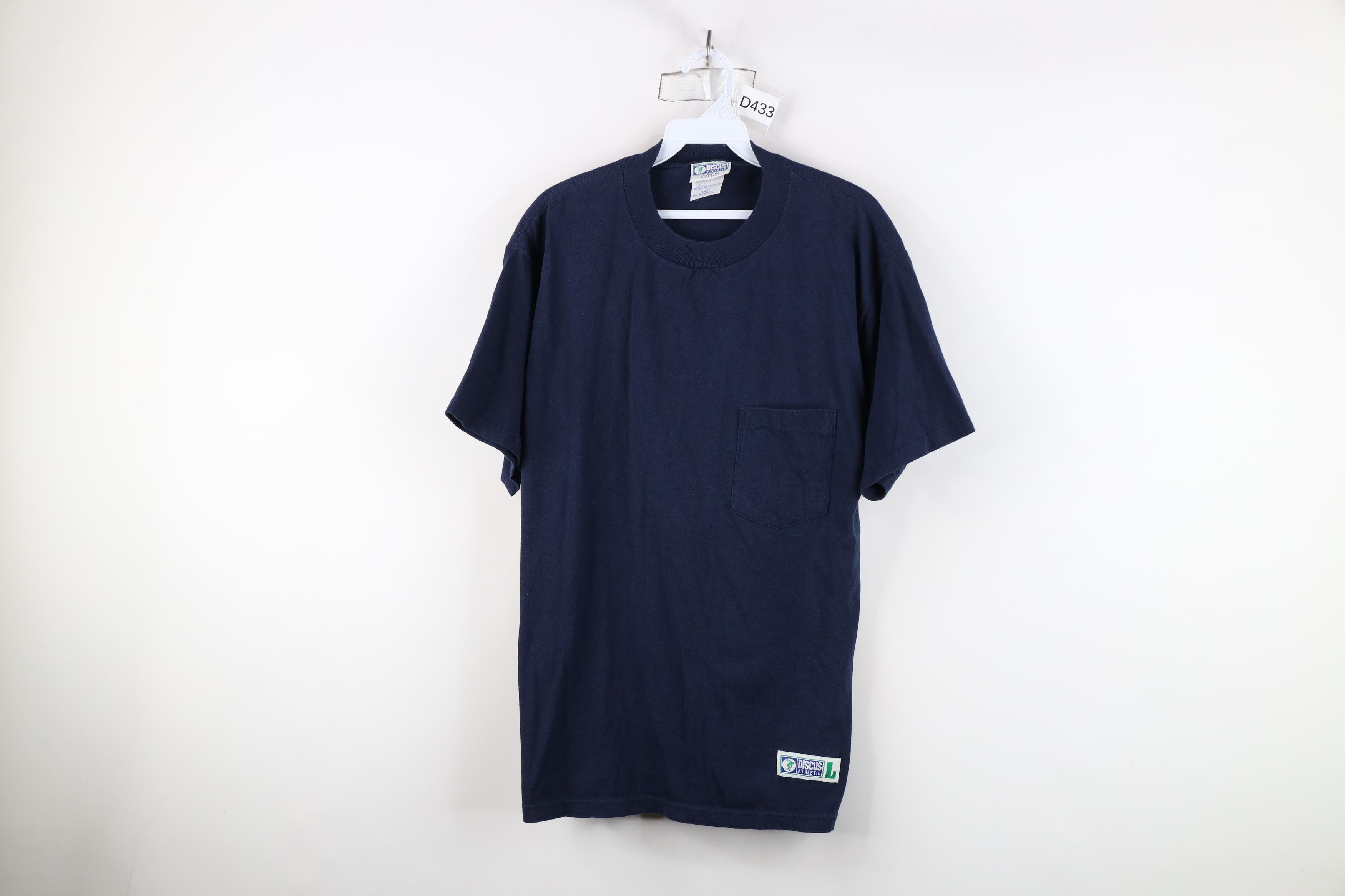Vintage Vintage 90s Streetwear Heavyweight Cotton T-Shirt Navy Blue Size US L / EU 52-54 / 3 - 1 Thumbnail