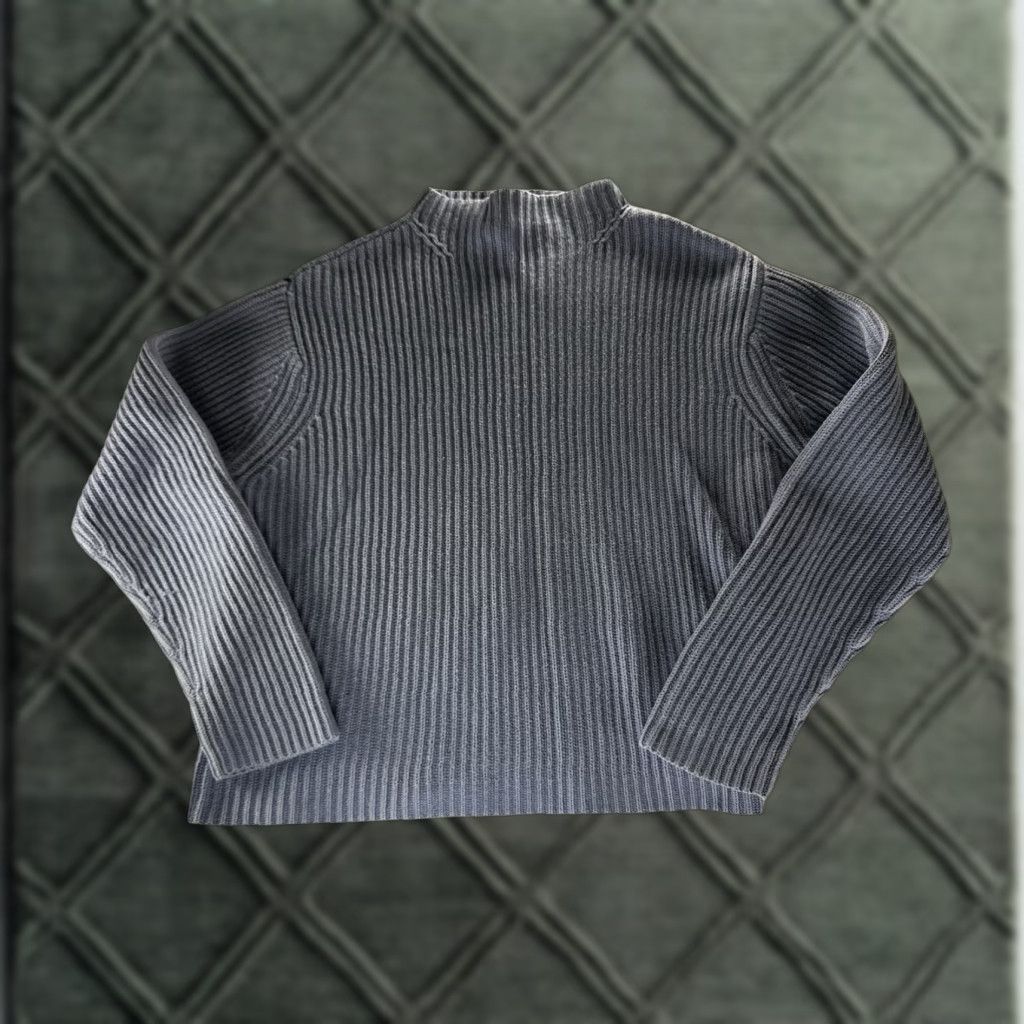 Evan Picone Evan Picone Sweater Womens XL Blue Rib Knit Mock Neck Pullover Cotton Knit Pullover Size XL / US 12-14 / IT 48-50 - 1 Thumbnail