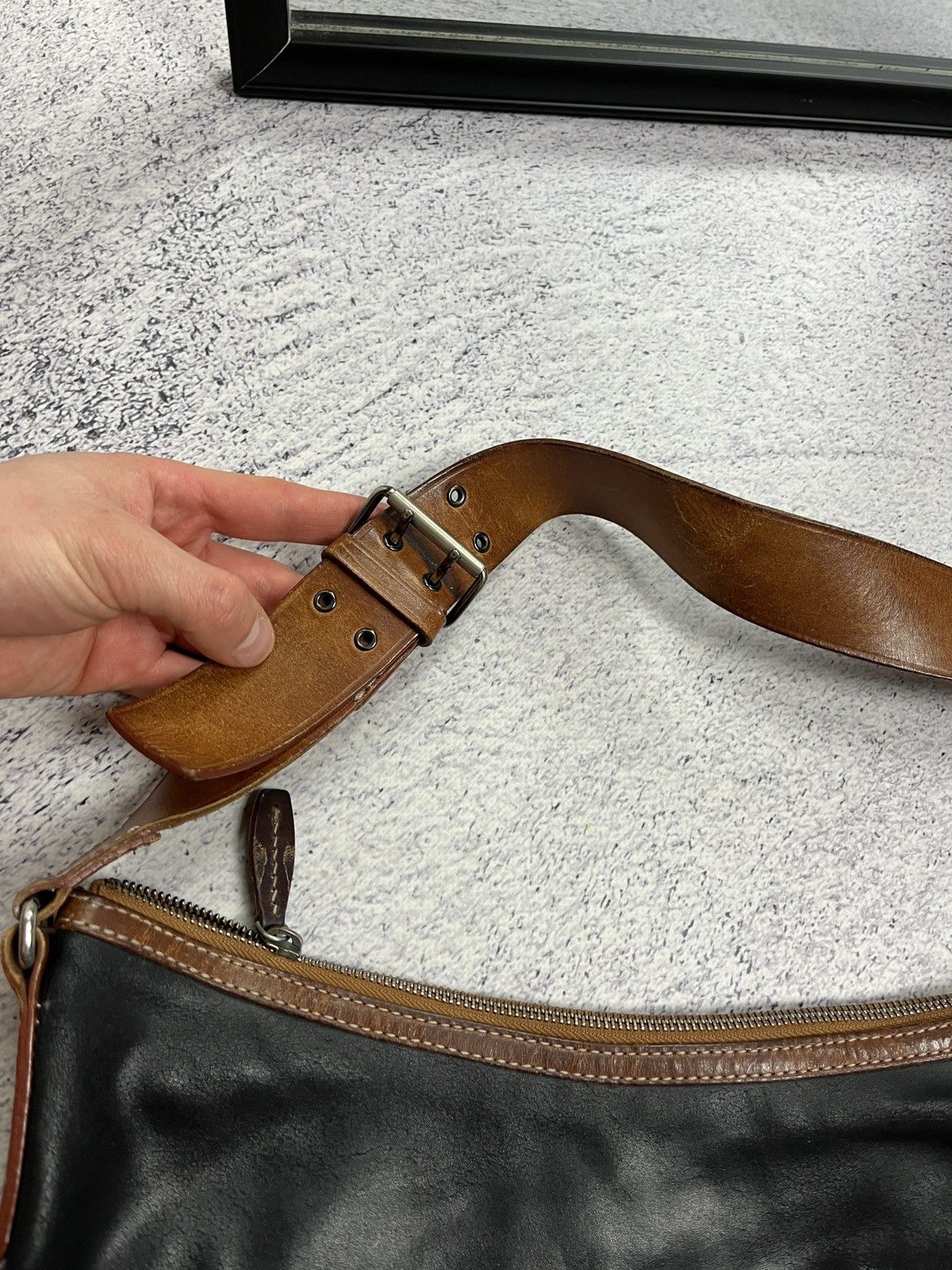 Genuine Leather × Vintage Vintage Francesco Biasa Genuine Split Leather Shoulder Bag Size ONE SIZE - 9 Thumbnail