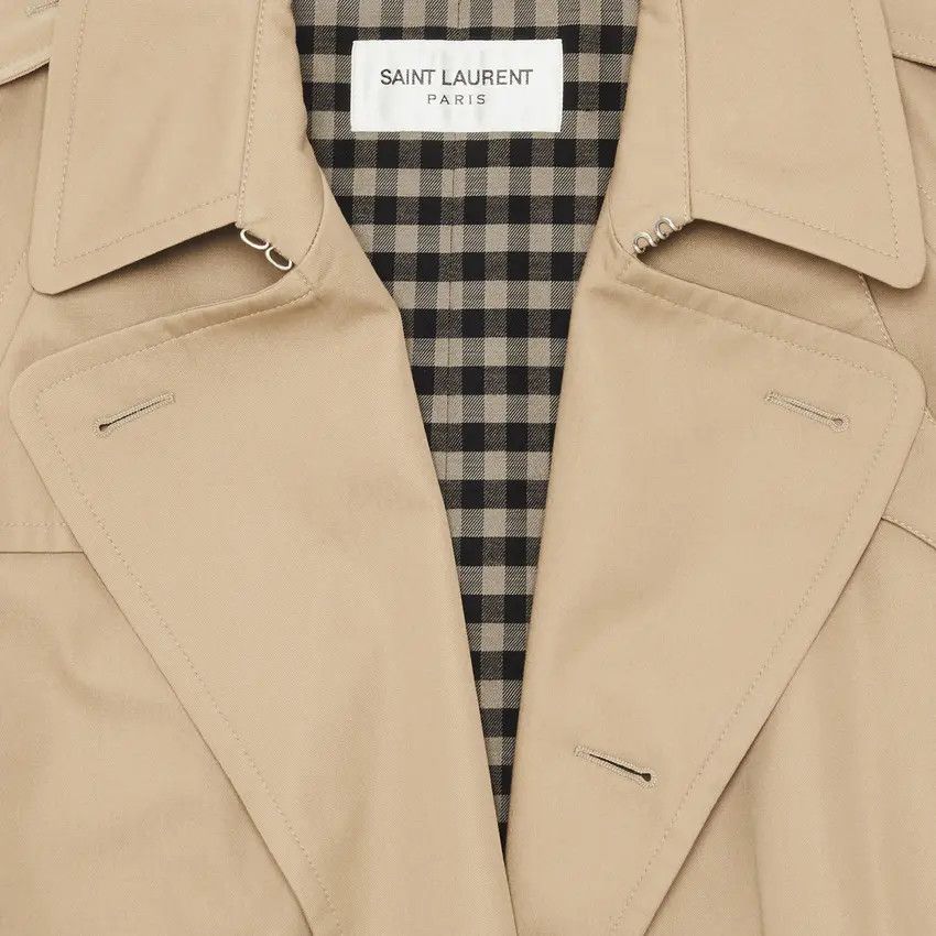 Saint Laurent Paris Saint Laurent Long Trench Coat in Gabardine Beige YSL Size US XL / EU 56 / 4 - 2 Thumbnail