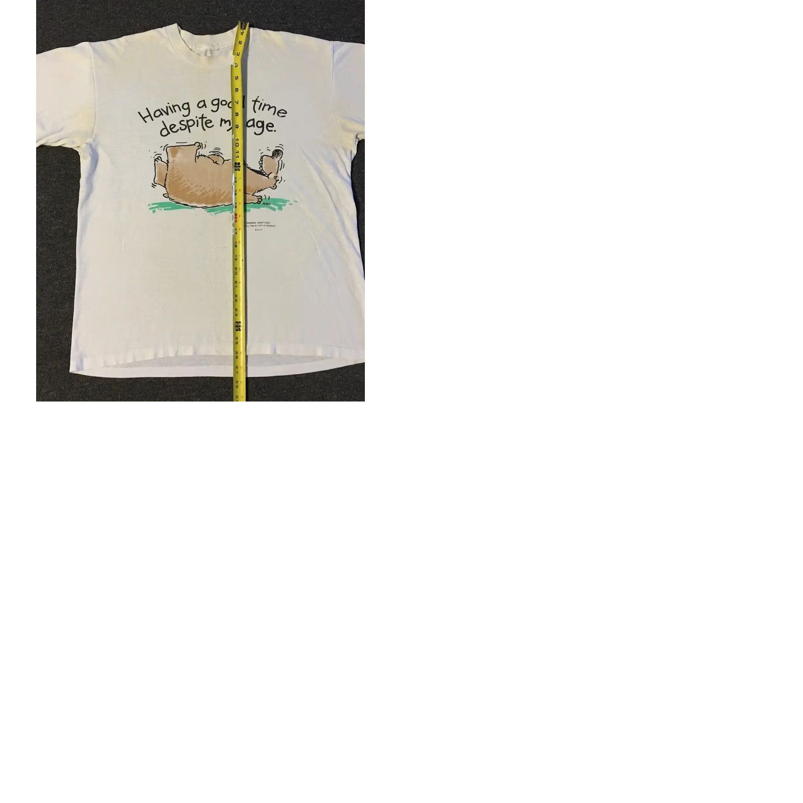 Vintage VINTAGE Having A Good Time Despite My Age Faded Shirt S M Funny Saying Grunge 80s 90s White USA Men T-Shirt Small Medium Blocked Size US S / EU 44-46 / 1 - 10 Thumbnail