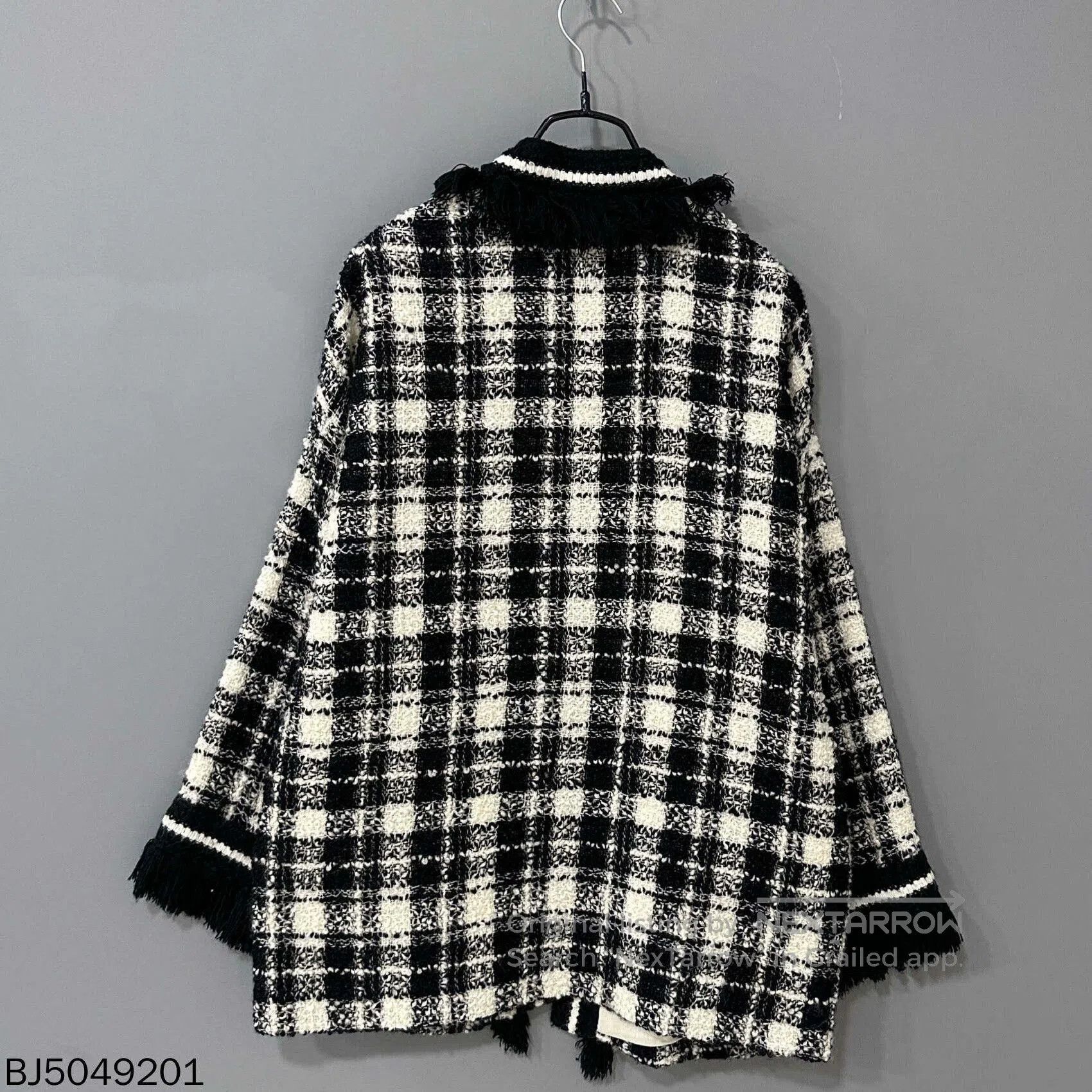 Gucci Black White Check Tweed Fringe Coat Gucci. Size XS / US 0-2 / IT 36-38 - 3 Thumbnail