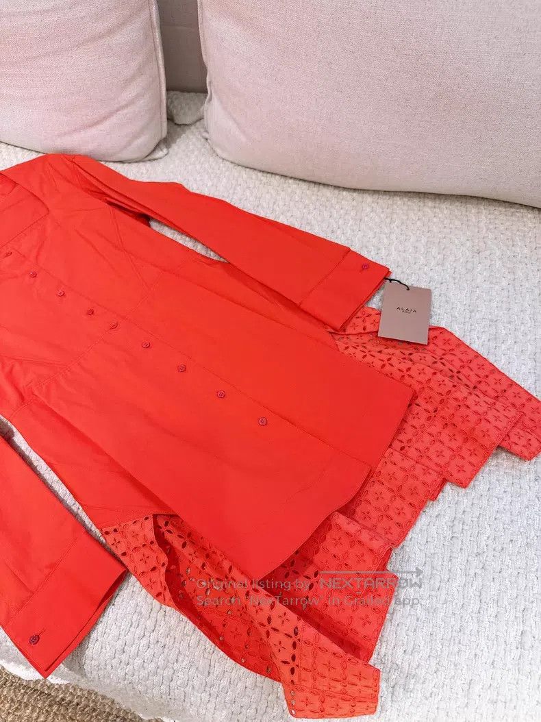 Alaia Alaia Classic Orange Red Skirt Hem Top, Square Neckline Size M / US 6-8 / IT 42-44 - 3 Thumbnail