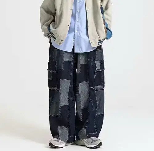 Designer Bag Cargo patch faded patchwork baggy pants Size US 30 / EU 46 - 2 Thumbnail