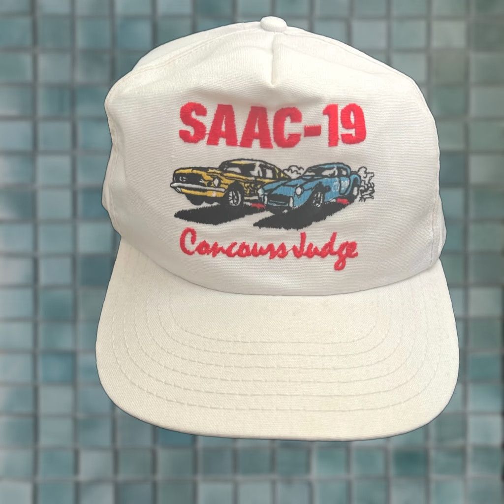 Vintage VINTAGE Shelby American Automobile Club SAAC-19 Concourse Judge Snapback Hat Men One Size White Cars Size ONE SIZE - 1 Thumbnail