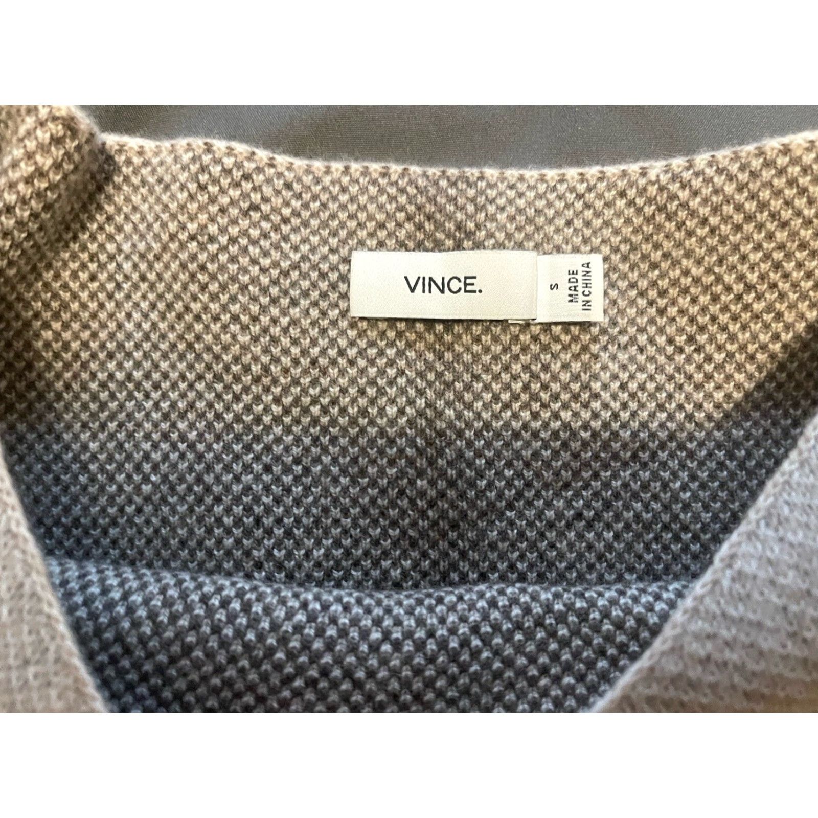 Vince Vince Sweater Wool/Cashmere Blend Intarsia Colorblock Brown Tan S Womens Pullover Office Designer Classic Modern Size S / US 4 / IT 40 - 5 Thumbnail