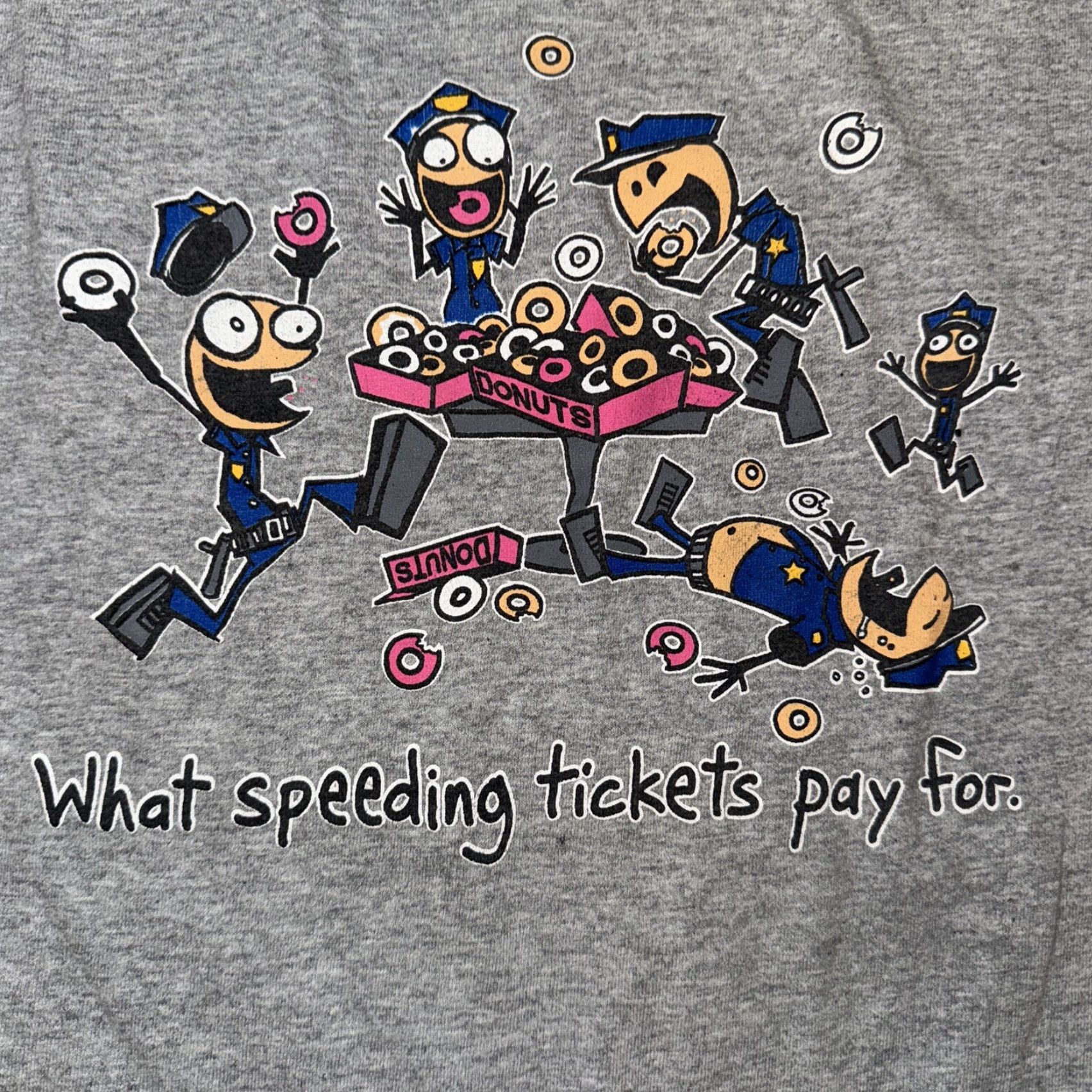 Vintage VINTAGE Y2K Meme T-Shirt Grey Large Donuts Police Humor 20x27 Size US L / EU 52-54 / 3 - 4 Thumbnail